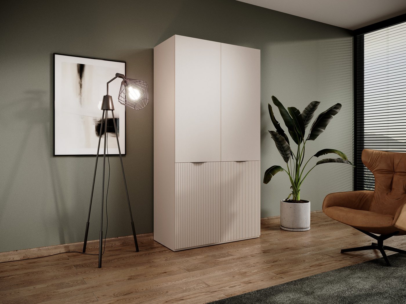 MOEBLO Drehtürenschrank MINEWRA NOVA (Kleiderschrank 2/4 türig Schrank Garderobe, Schlafzimmer, Drehtürenschrank, Falttürenschrank, Schrank …