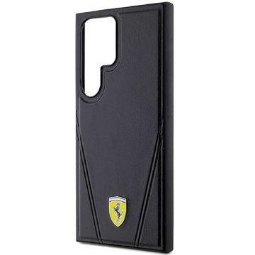 Ferrari Handyhülle Case Galaxy S24 Ultra MagSafe Kunstleder schwarz Logo 6,8 Zoll, Kantenschutz