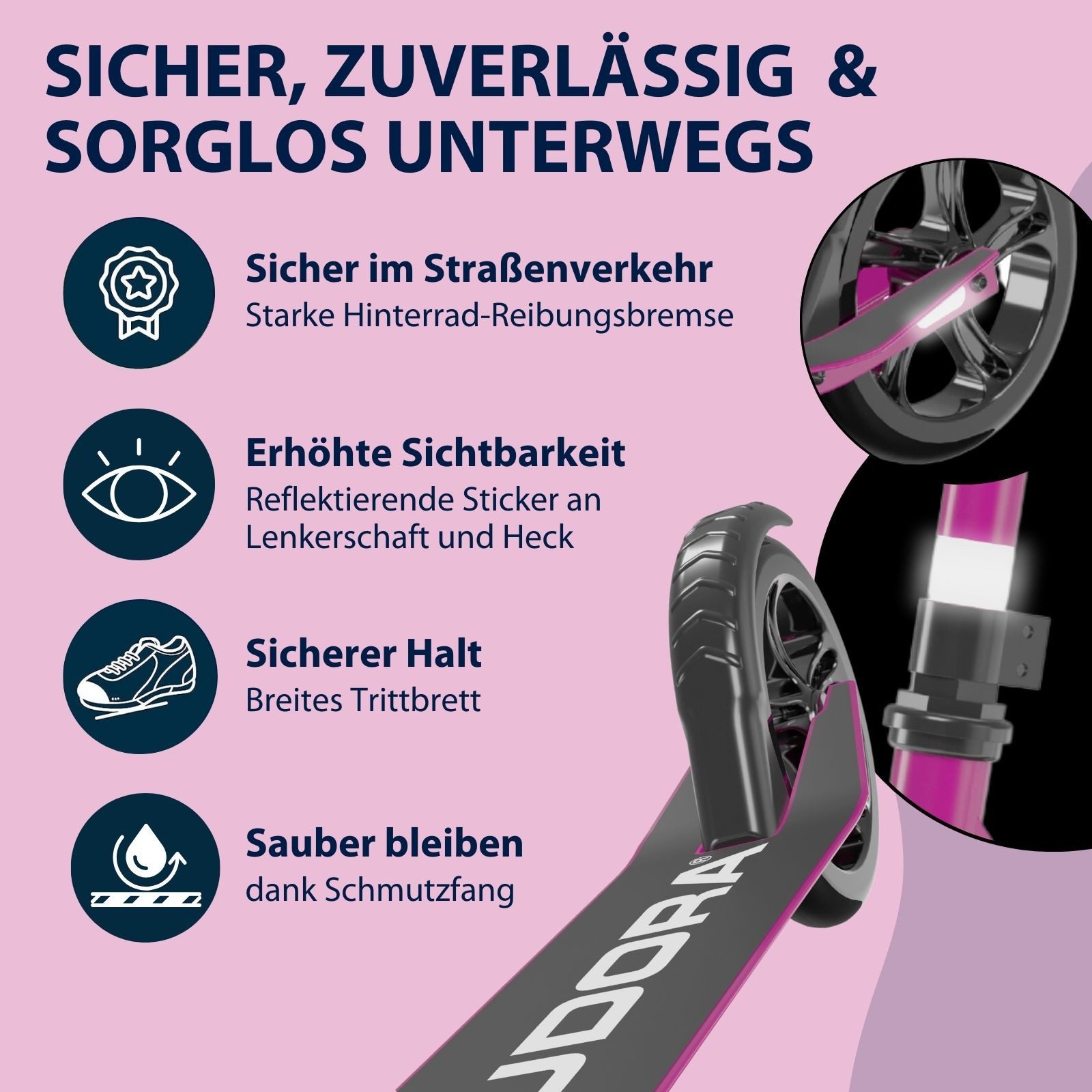 Hudora Cityroller Scooter Start 200 Höhenverstellbarer & zusammenklappbarer Cityroller, Kinder- & Erwachsenenroller für bis zu 100kg mit Ständer – Bild 5 von 5
