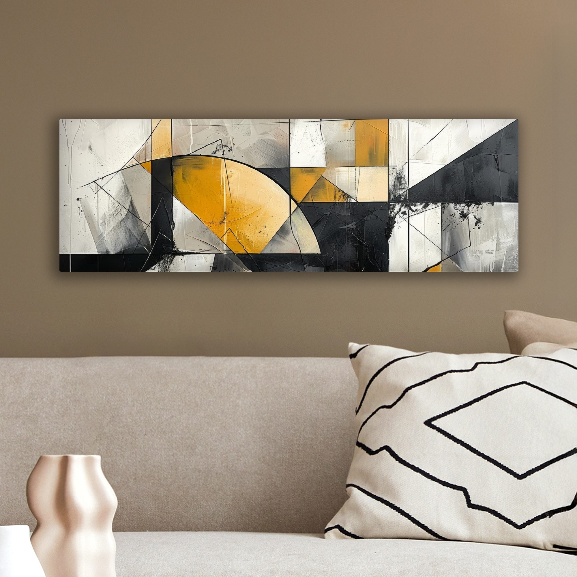 OneMillionCanvasses® Leinwandbild Panorama Abstrakt - Kunst - Geometrisch - Ästhetisch, Fotodruck (1 St), Wandbild, Deko Schlafzimmer Wohnzimmer Flur 60x20 cm