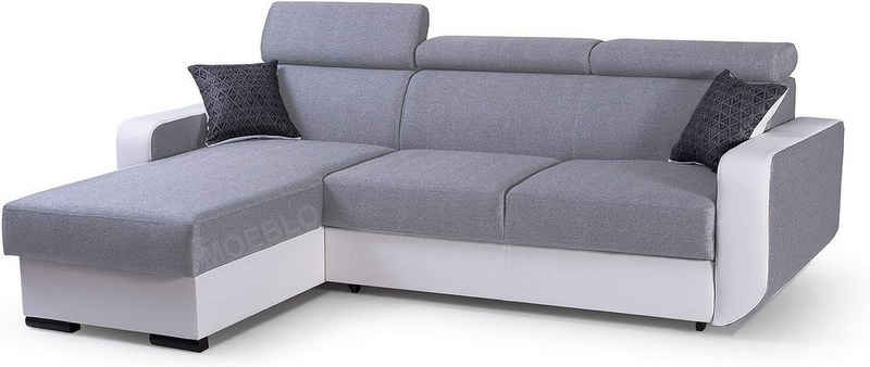 MOEBLO Ecksofa Pedro, Eckcouch Sofa Couch Wohnlandschaft L-Form Polsterecke - 236x165x97 cm, mit Schlaffunktion, mit Bettkasten