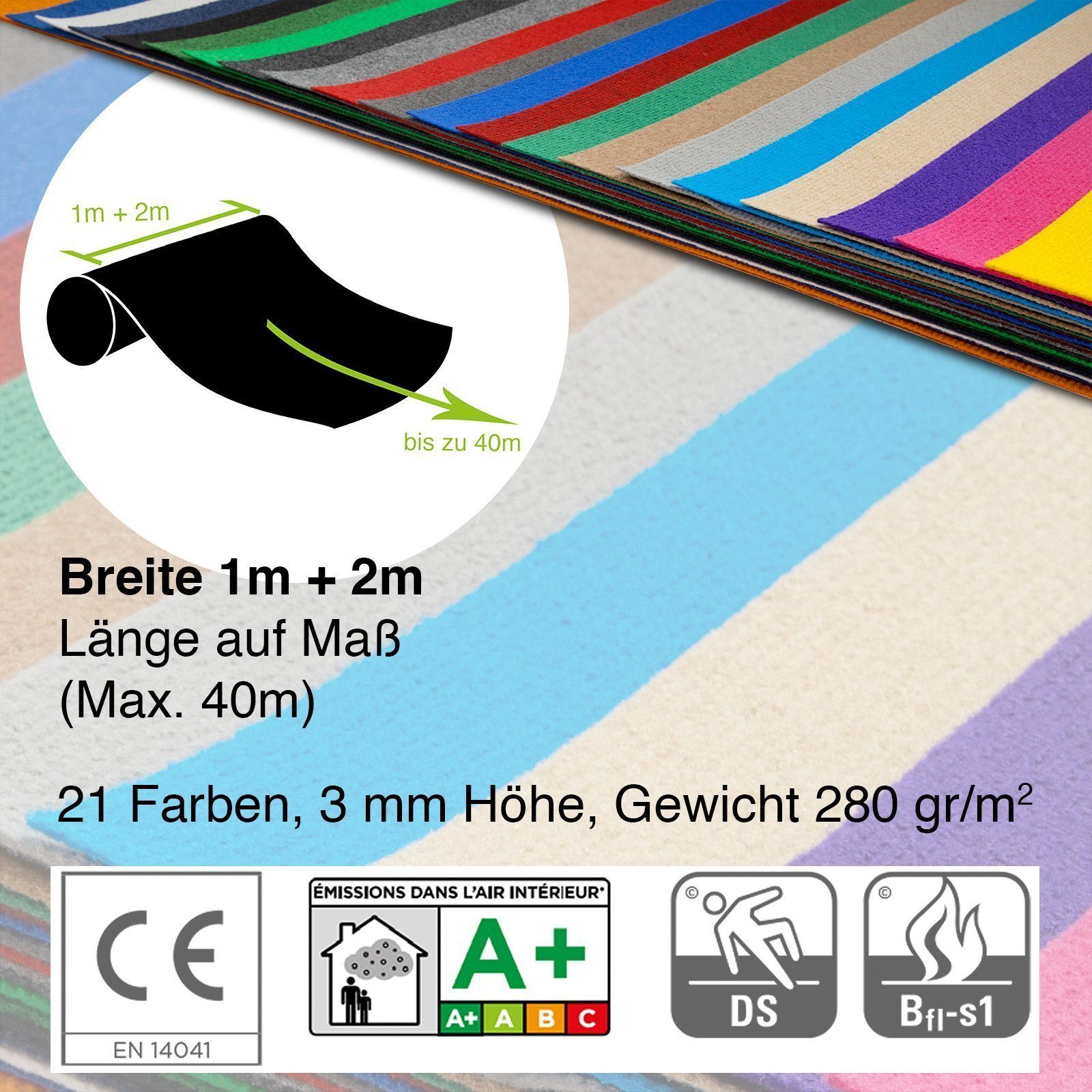 Karat Teppich Event- und Messeteppich Rhytm, verschiedene Farben & Breiten, rechteckig, Höhe: 3 mm, Material: Polypropylen – Bild 2 von 5