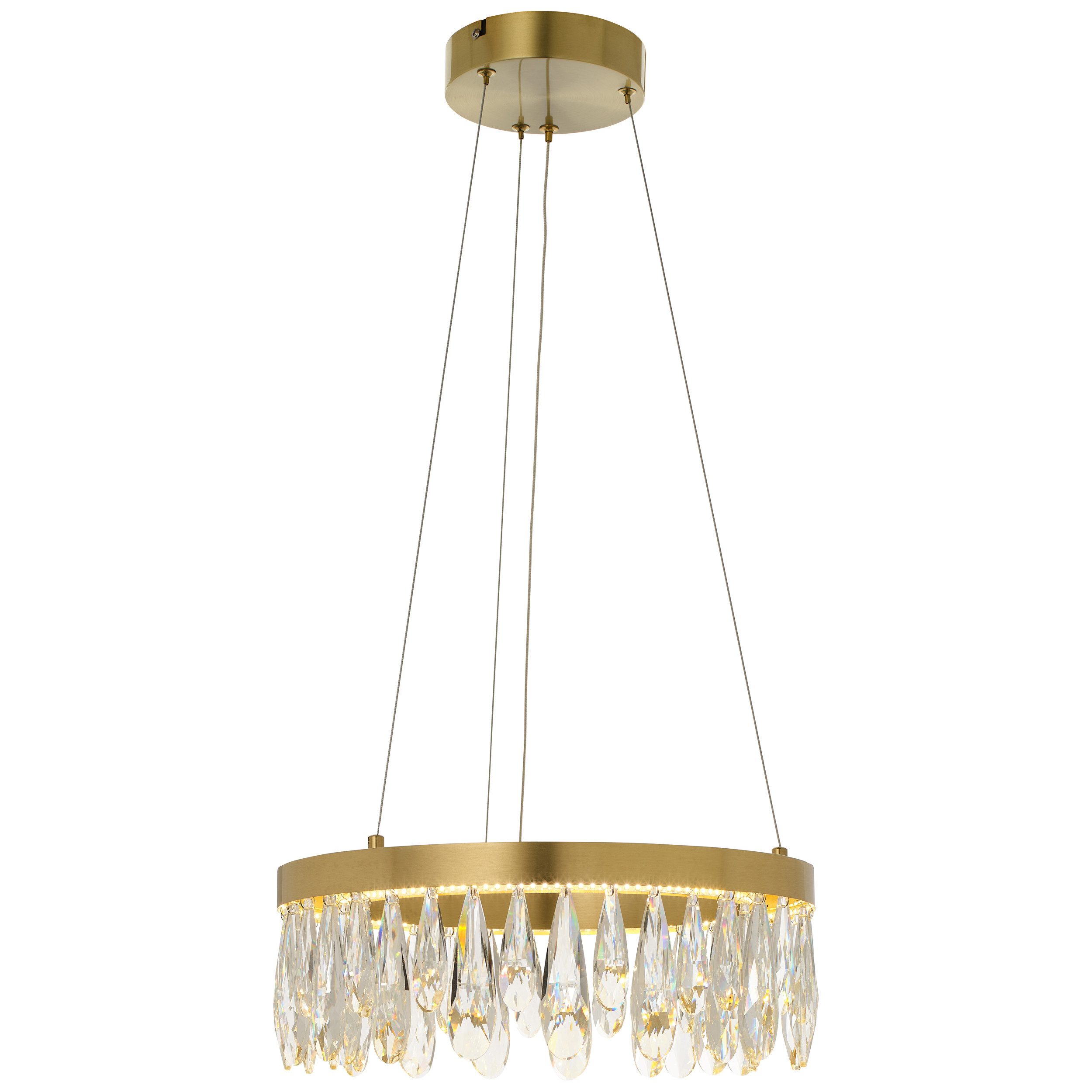 Lightbox Pendelleuchte, LED fest integriert, Warmweiß, LED Hängelampe mit Kristallen - Ø 40 cm - messingfarbend