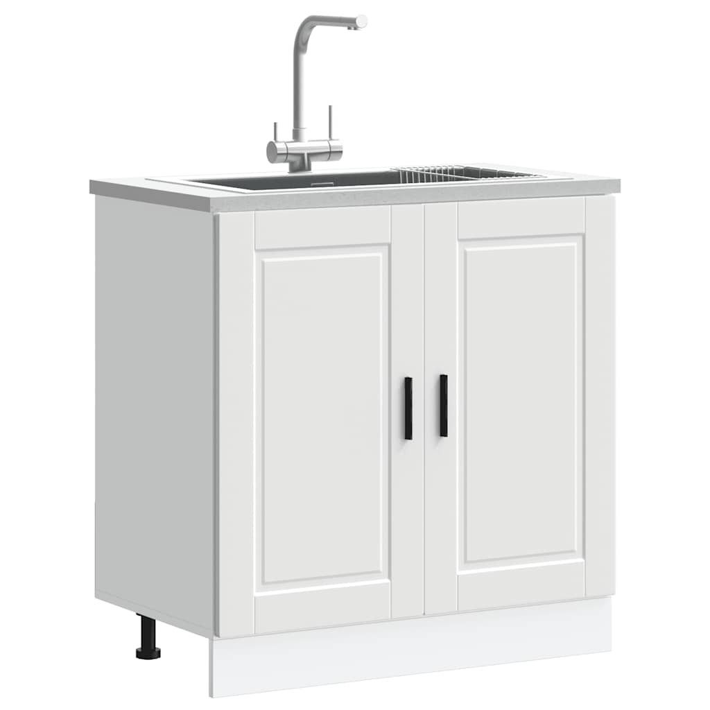 vidaXL Unterschrank 80 x 46 x 815 cm Spülenunterschrank Porto Weiß 80x46x81,5 cm Spanplatt
