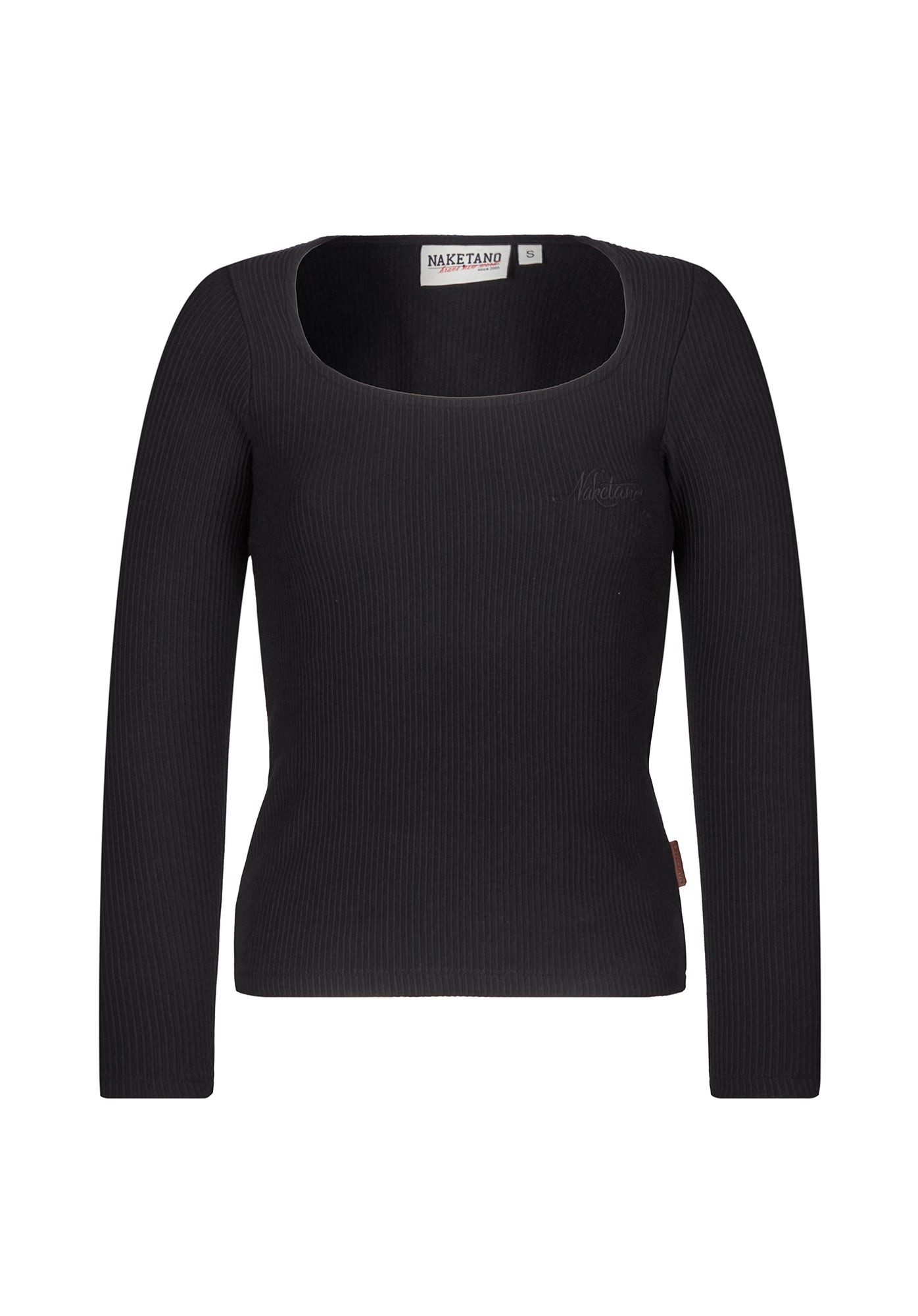 naketano Longsleeve Baumwolle Langarm Rundhals Rippe figurbetont Streetwear Basic Damen (1-tlg) weich, bequem, casual, vegan, unifarben, weiche Rippe, Alltag