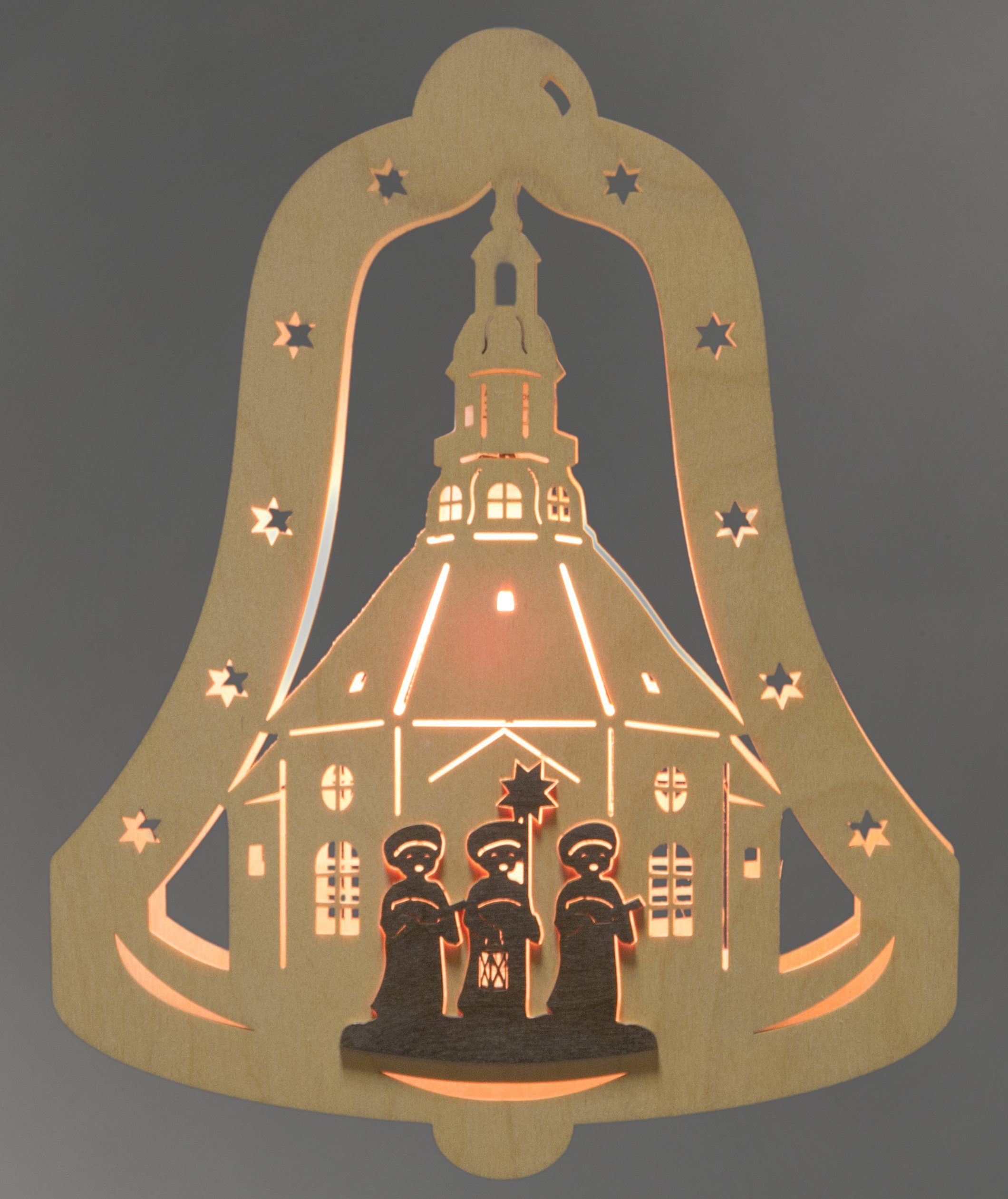 Dekolicht Weihnachtsdeko, eingerahmt Glocke Kurrendesänger, Weigla Warmweiß, LED in wechselbar, Motiv