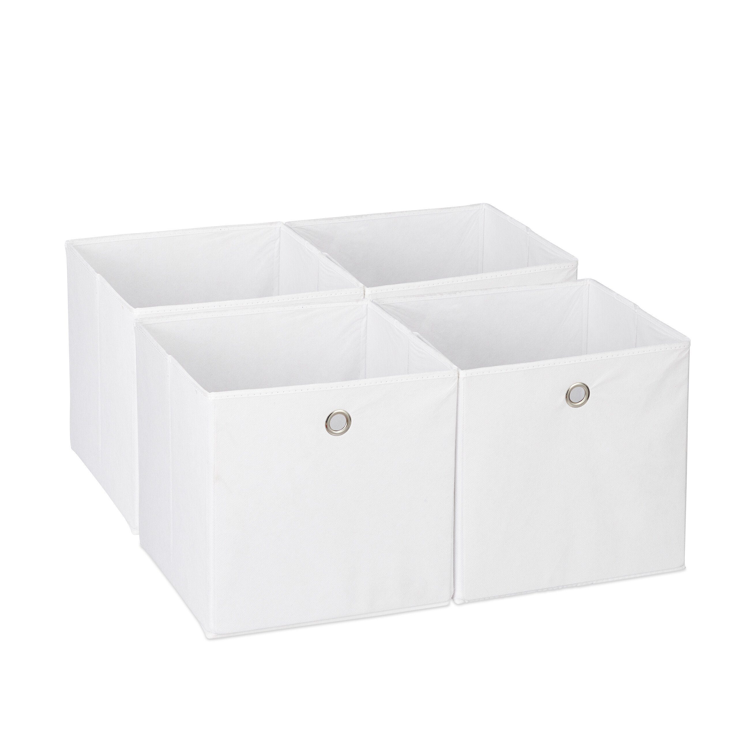 relaxdays Aufbewahrungsbox Aufbewahrungsbox im 4er Set, Weiß Weiß Silber
