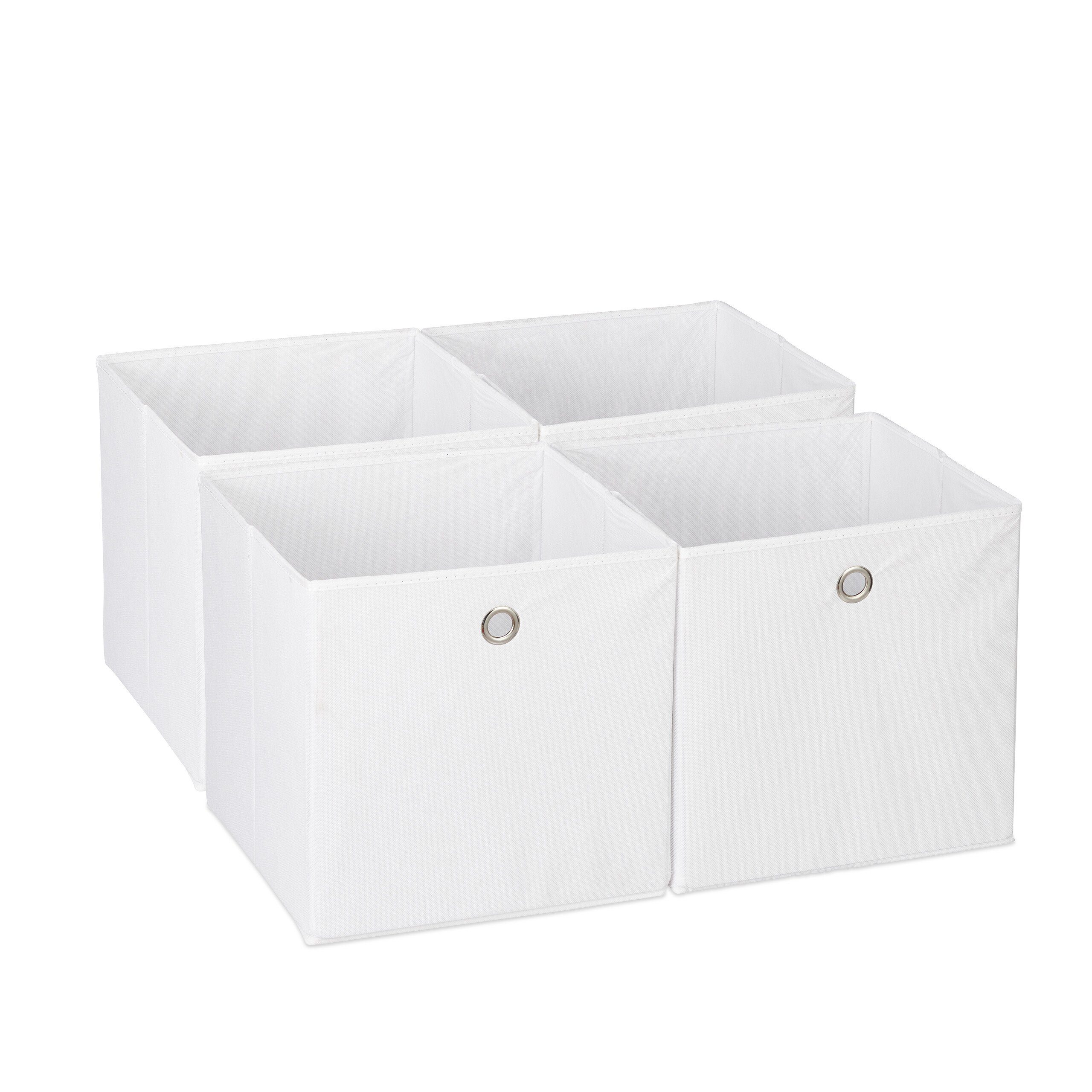 relaxdays Aufbewahrungsbox im 4er Set, Weiß günstig online kaufen