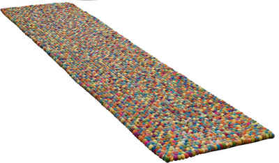 Läufer Ballo, THEKO, rechteckig, Höhe: 22 mm, Teppich-Läufer, aus Filzkugeln, reine Wolle, handgefertigt