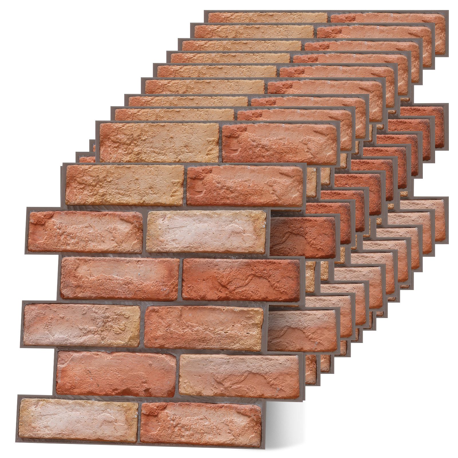 BlingBin 3D Wandpaneel Wandpaneele Selbstklebend Steinoptik Wandfliesen Innenwanddekoration, BxL: 30x30 cm, 0,09 qm, (10er Set, 10-tlg., Küchenrückwand Tapete,Wasserdicht PVC Backstein Tapete,30x30cm) für Wohnzimmer, Schlafzimmer, TV-Hintergrund, Innenwan