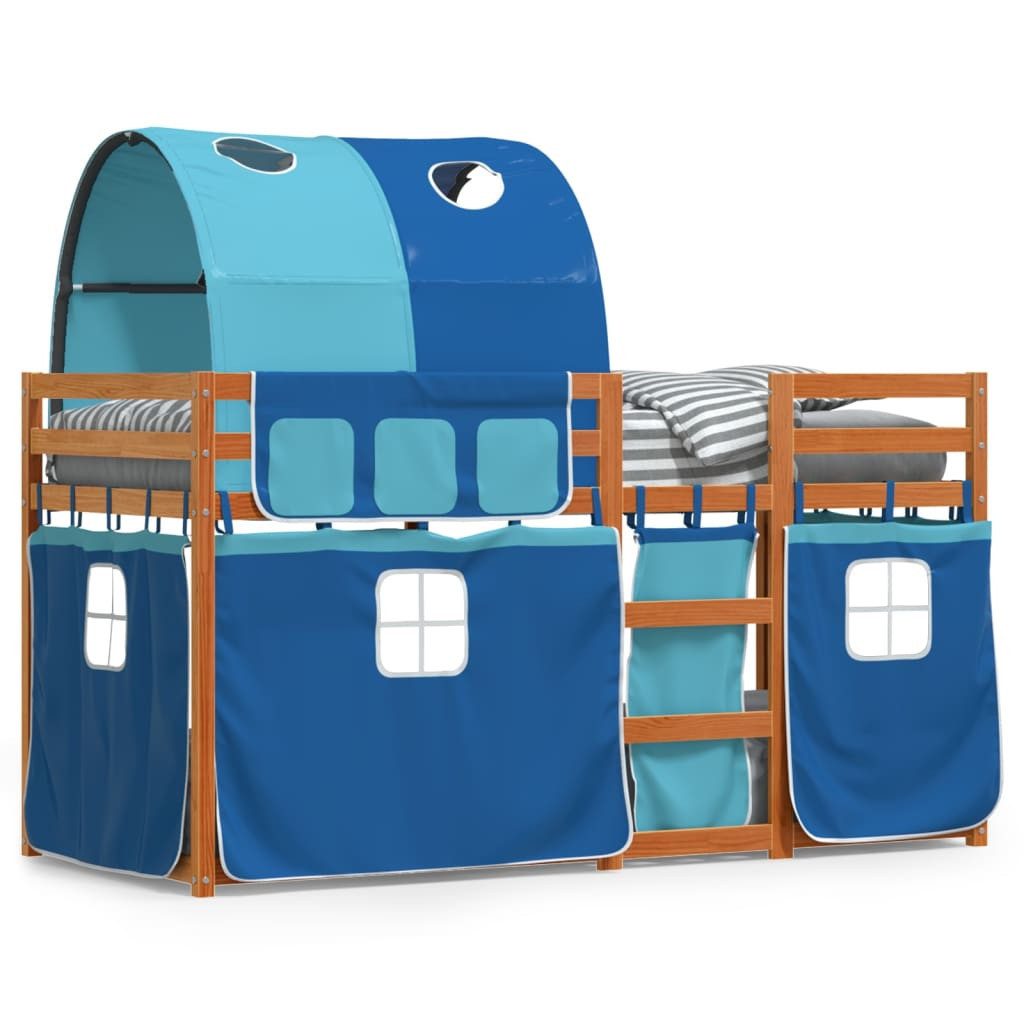 vidaXL Bett Etagenbett mit Vorhängen Blau günstig online kaufen
