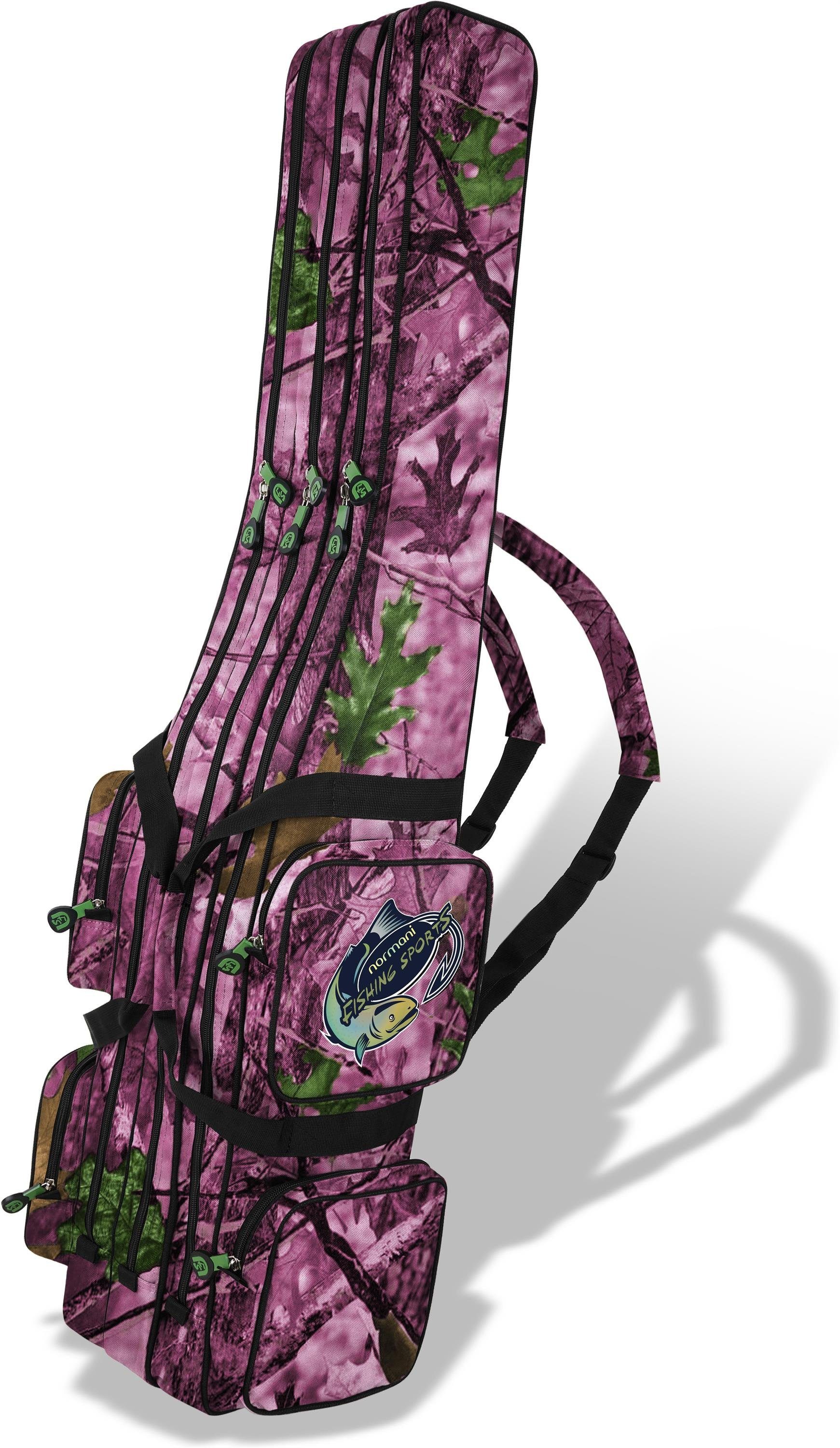 normani Angelrutentasche Rutentasche 1,25 m bis 2,10 m RodBox Triple, Rutenfutteral Anglertasche Rutenrucksack mit 3 Rutenfächern Hunting Camo Pink