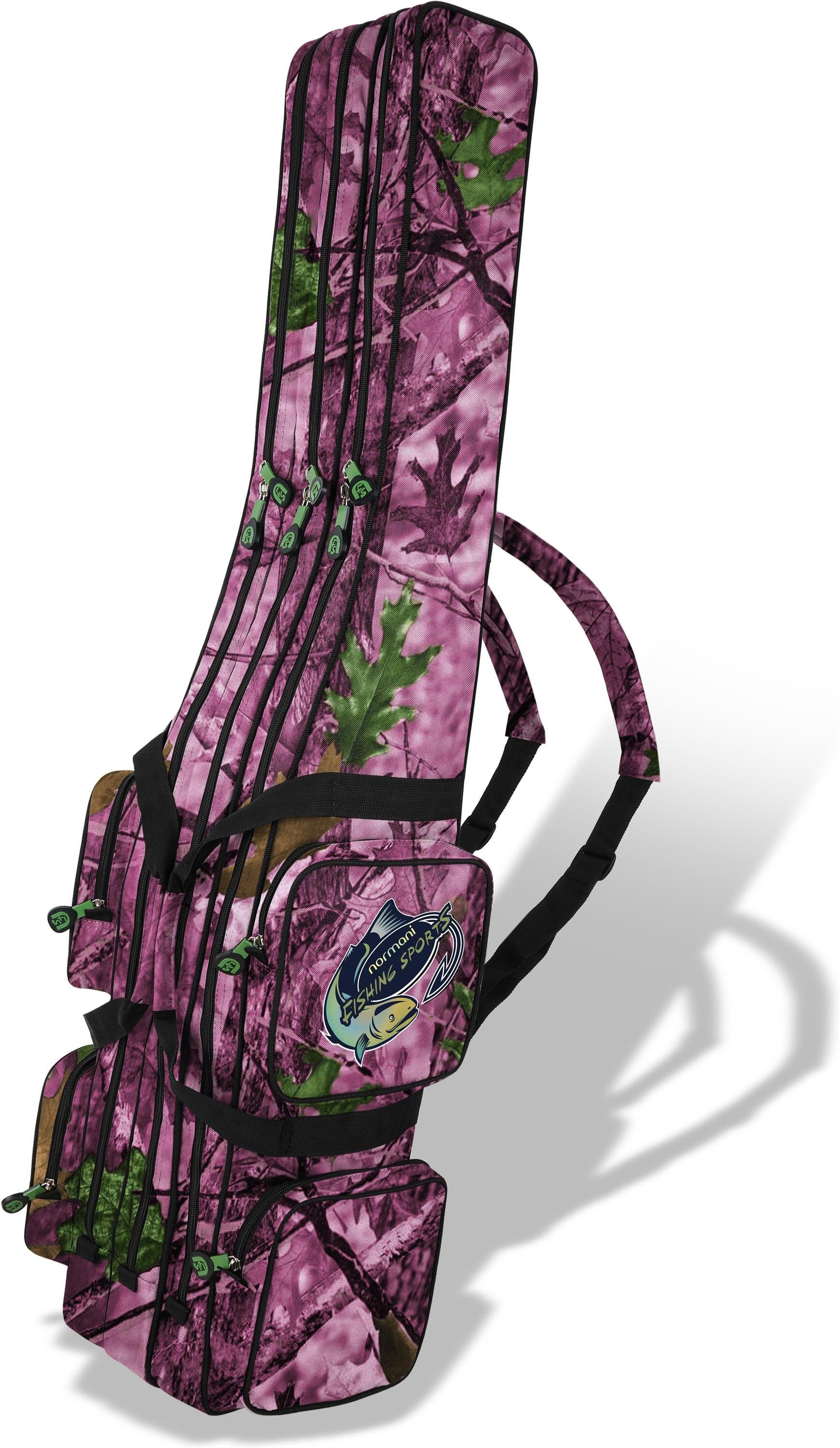 Anglertasche Rutenrucksack bis m Rutentasche Pink Camo Rutenfächern Triple, m normani RodBox 1,25 Hunting mit Rutenfutteral 2,10 3 Angelrutentasche