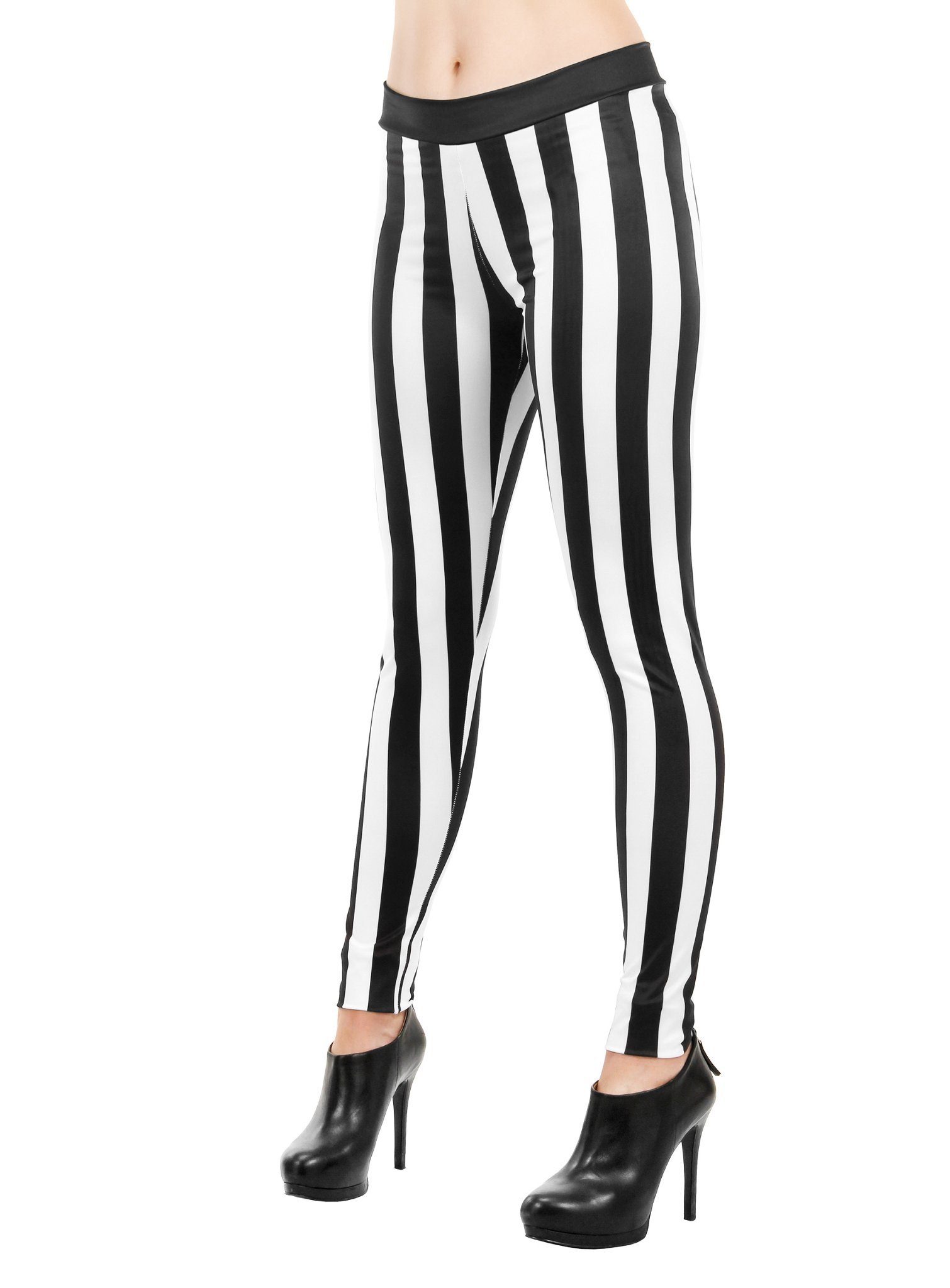 Elope Kostüm Leggings gestreift schwarz-weiß, 50