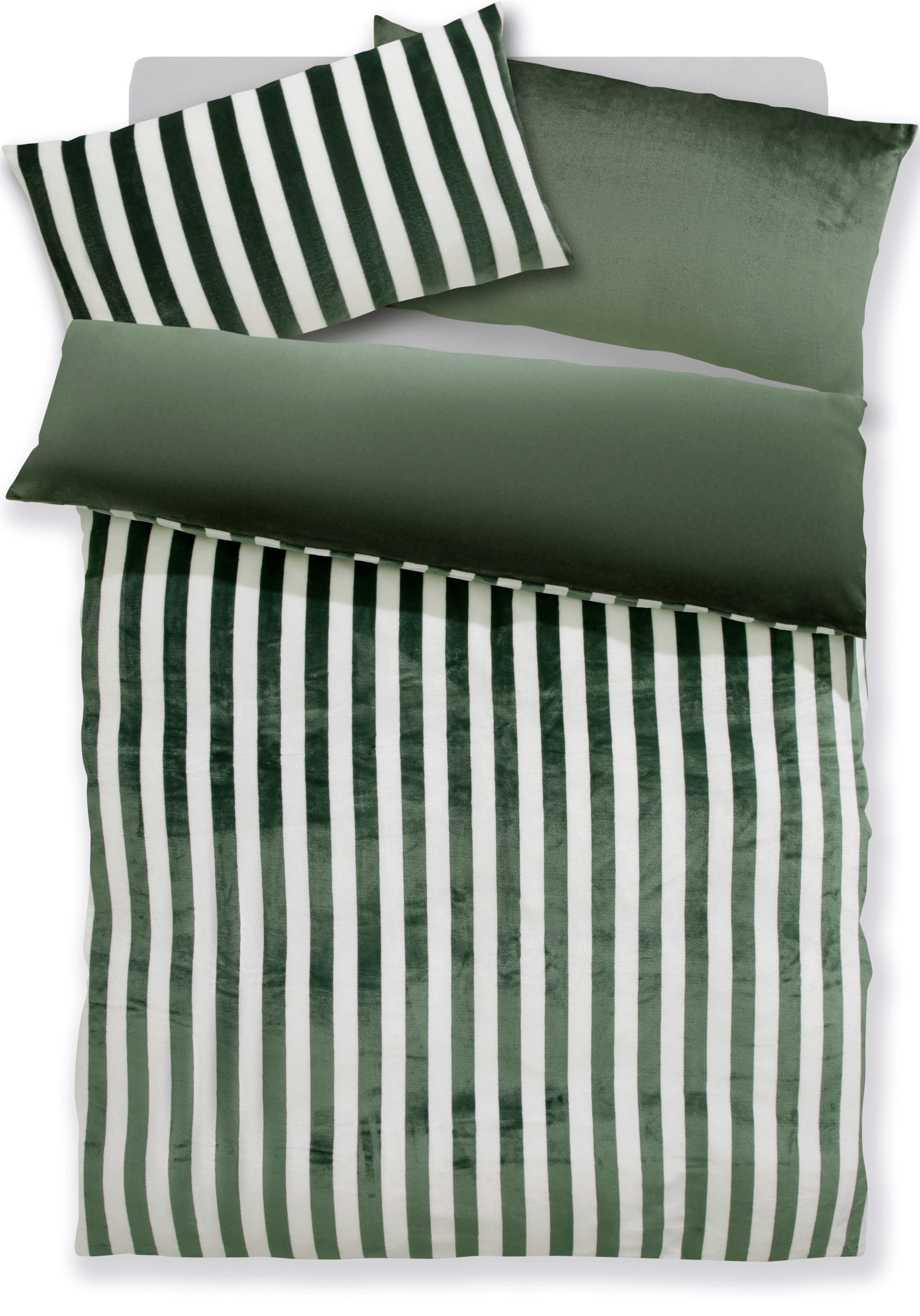 OTTO home Wendebettwäsche Greta in verschiedenen Qualitäten, Fleece, 2 teilig, Bettwäsche mit Streifen, ab 135x200 cm, NEU: auch in Fleece Qualität – Bild 2 von 3