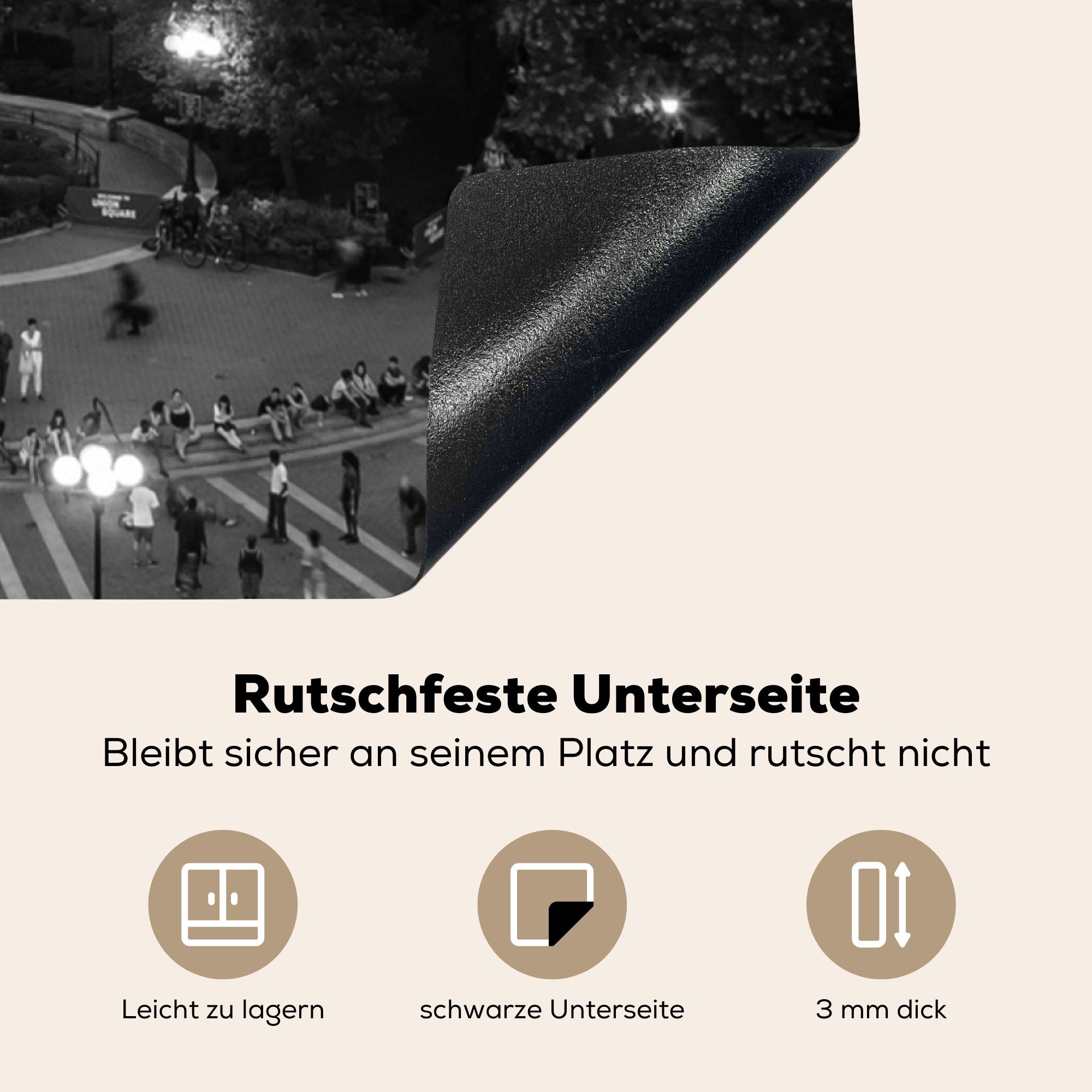 MuchoWow Ceranfeldabdeckung, Vinyl, Herdblende-/Abdeckplatte für Square New 78x78 schwarz tlg), - Arbeitsplatte und küche cm, Union York (1 weiß,