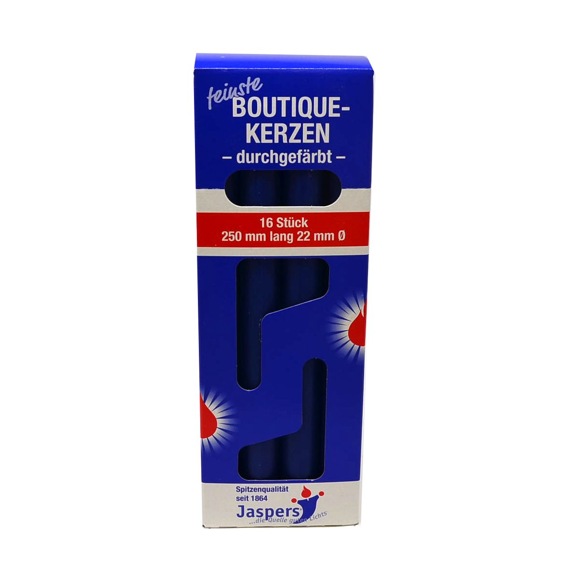 Jaspers Kerzen Boutique-Tafelkerzen delftblau 16er Pack durchgefärbt
