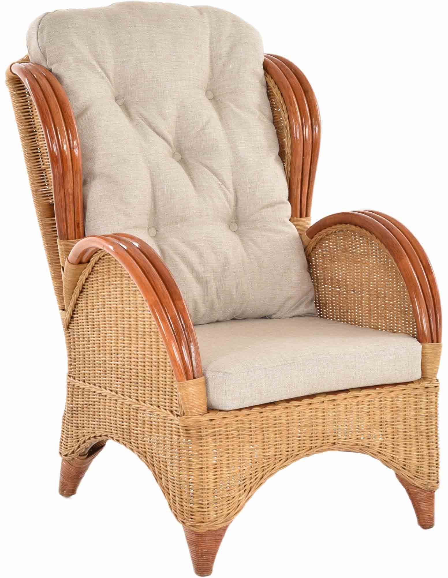 Krines Home Relaxsessel Ohrensessel Hochlehnsessel Rattan/Fernsehsessel Wohnzimmer/Rattanmöbel, Bequem, Breite Armlehnen