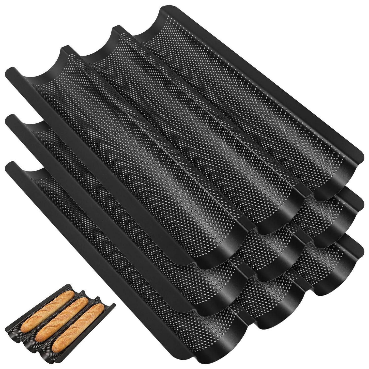 LuxusKollektion Baguetteblech Baguette Backform 3er, Metall, (3-St)