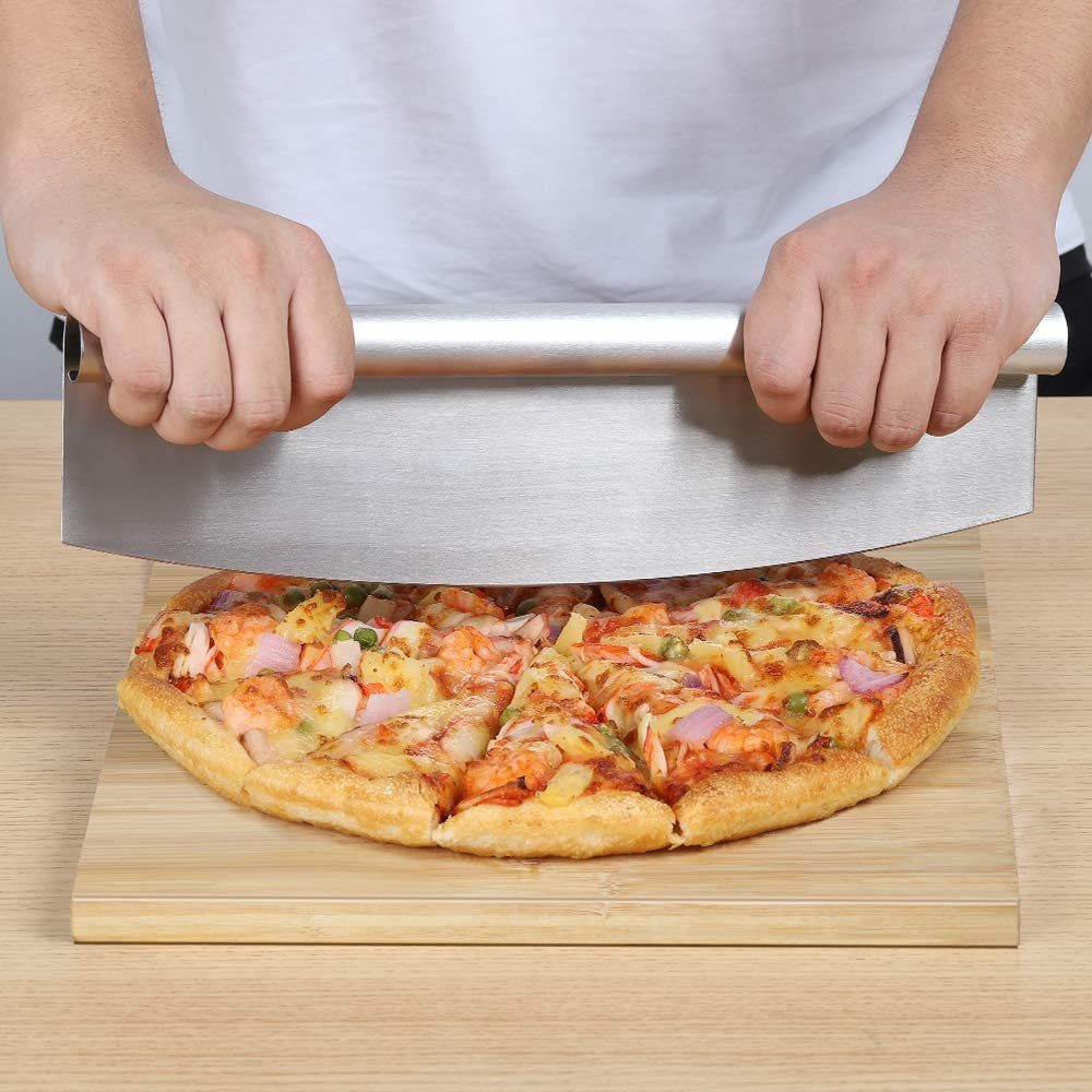 BAYLI Pizzaschneider Pizzaschneider scharf groß Pizza und Kräuter- Schneider Wiegemesser