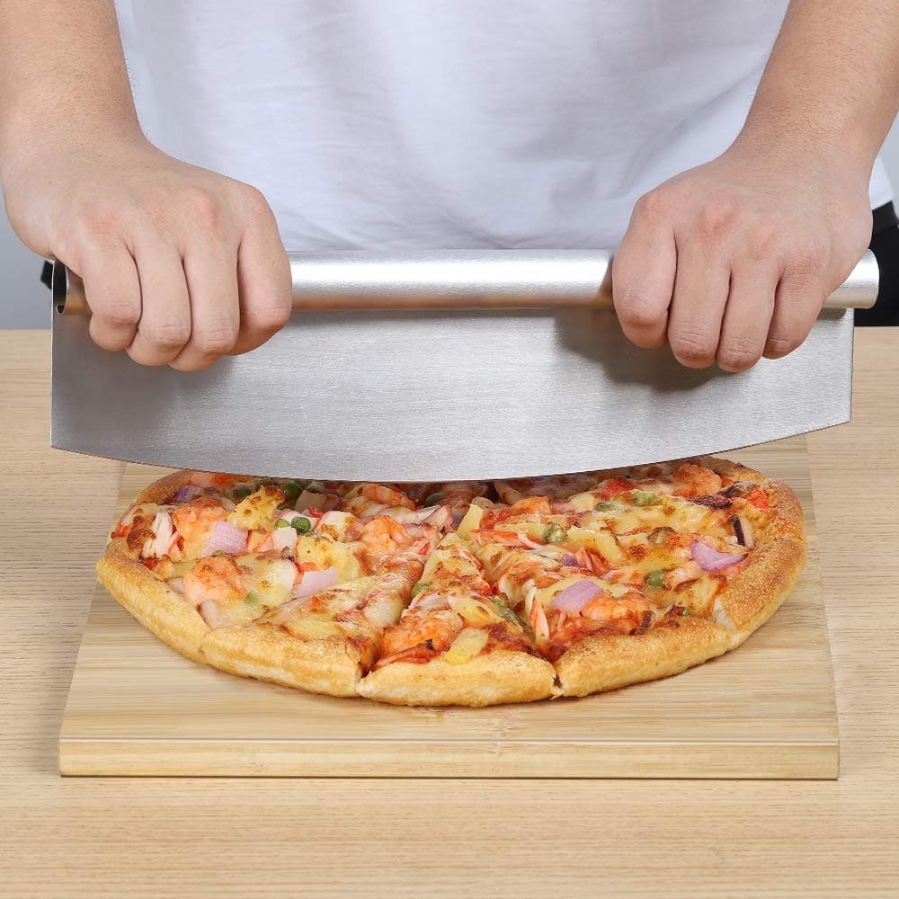 BAYLI Нож для пиццы 3 x Нож для пиццы scharf Wiegemesser Kräuter- und Pizza Schneider