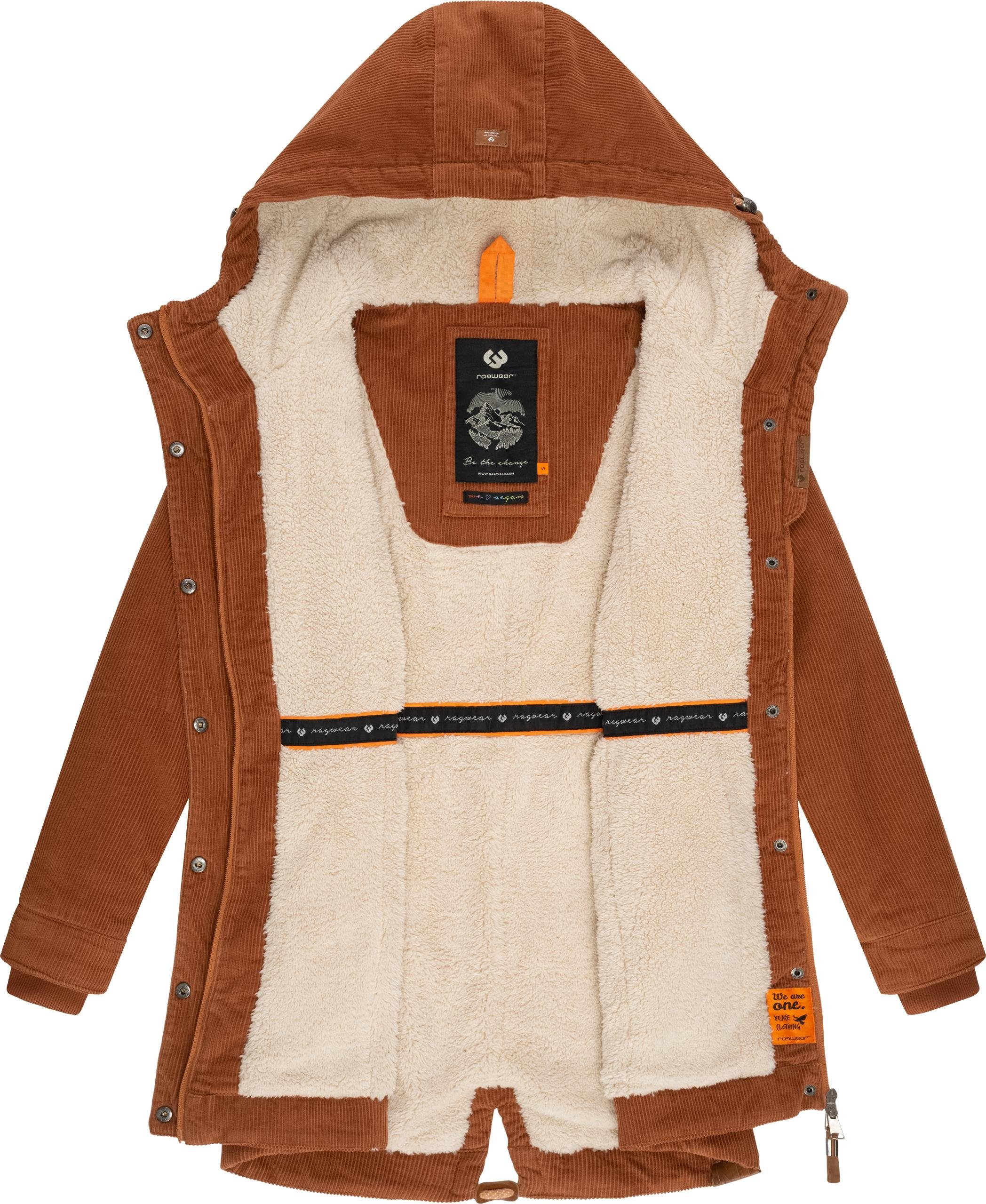 Ragwear Winterjacke Canny Corduroy stylischer Damen Cordmantel mit Kapuze – Bild 5 von 5