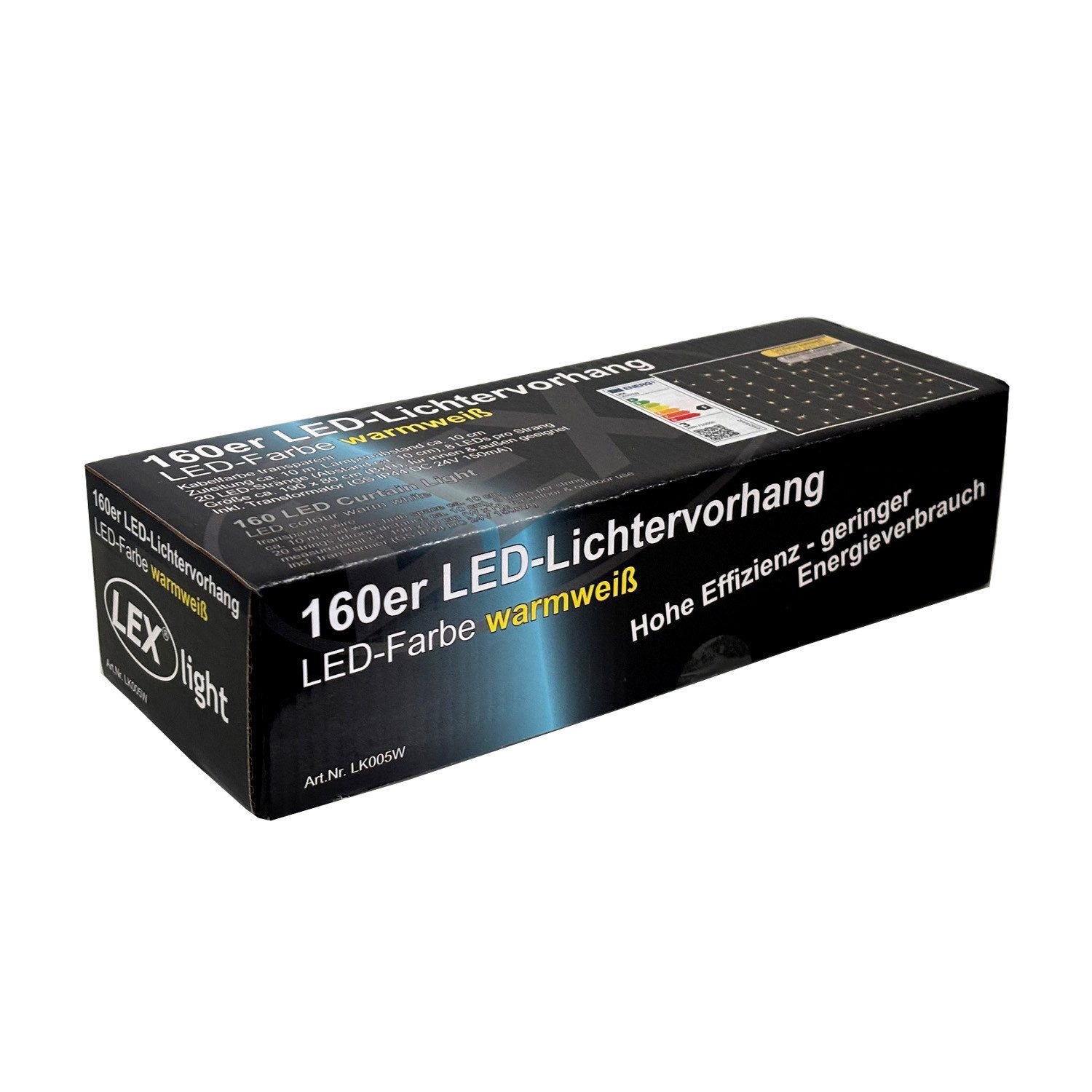 Mojawo Lichtervorhang 160er LED-Lichtervorhang Innen und Außen warmweiß