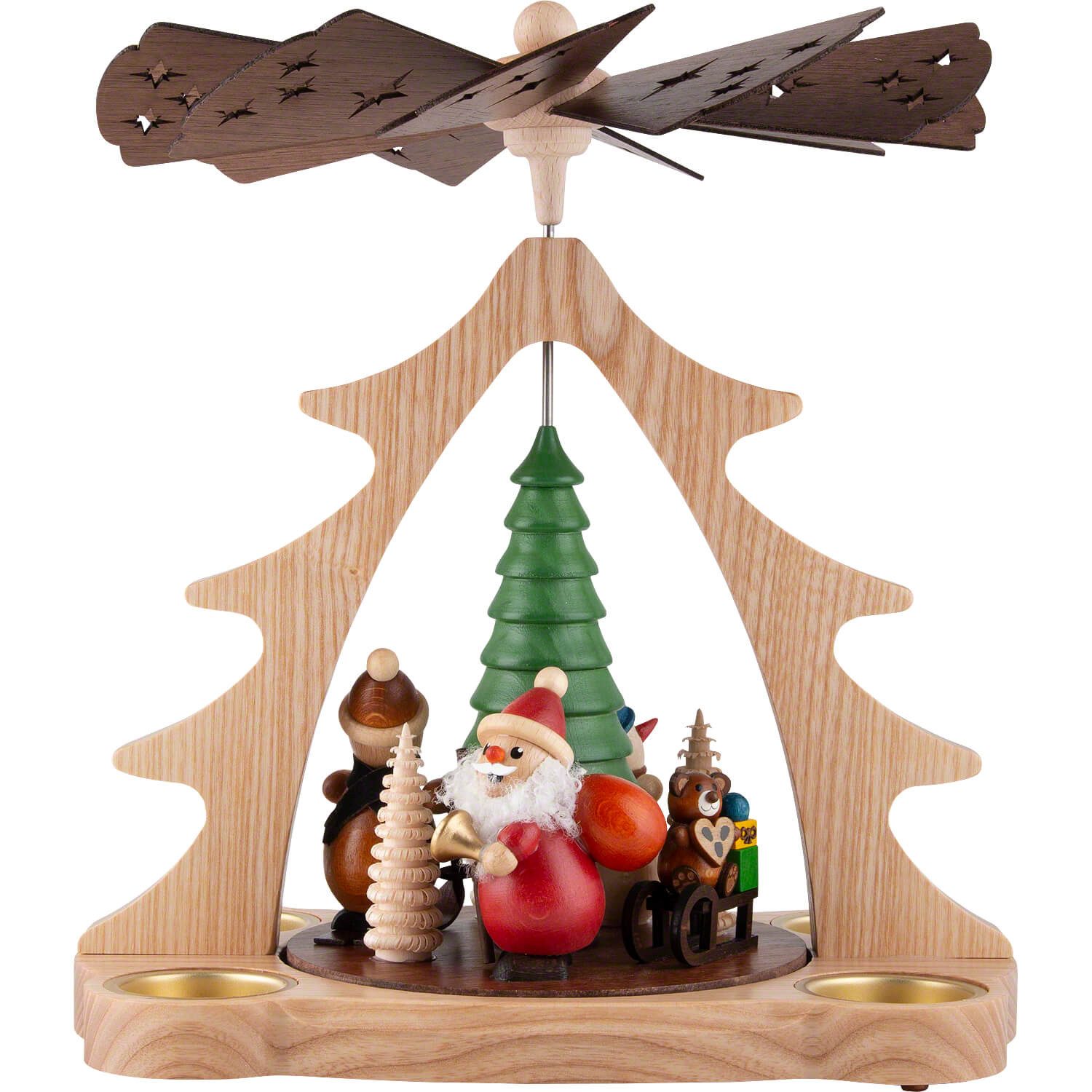 Holz- und Drechslerwaren Legler Weihnachtspyramide 1-stöckige Pyramide Weihnachtsmann bunt (28cm) von HoDreWa Legler