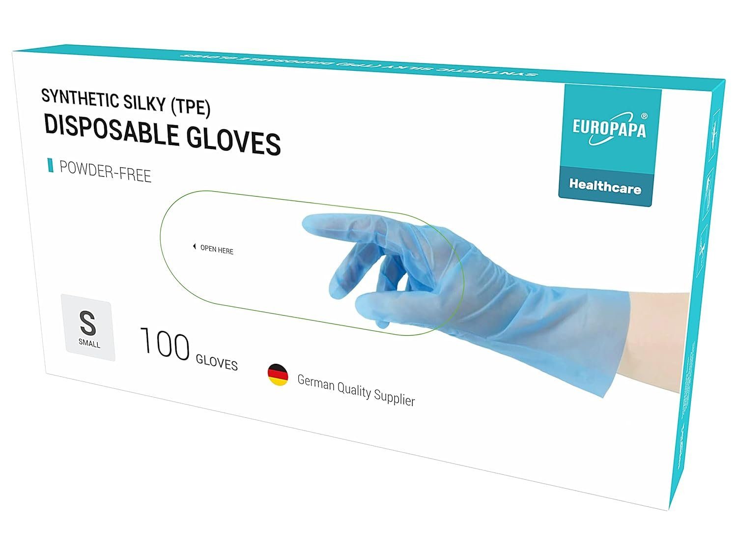 EUROPAPA Einweghandschuhe 100, 200, 300, 450 Stk Vorteilspack TPE Einweghandschuhe in Box (100-St) Einmalhandschuhe latexfrei Gummihandschuhe puderfrei Handschuhe