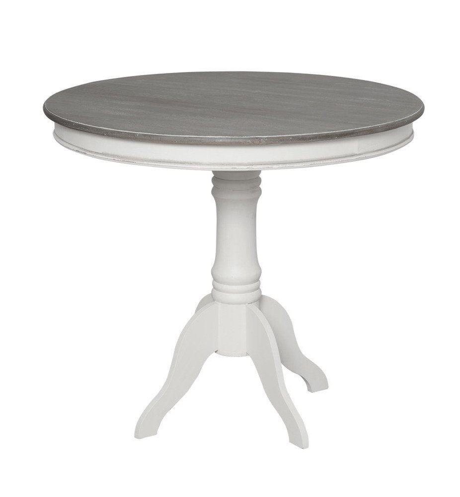 Livin Hill Esstisch Rimini White, Provenzalischer Stil, weiße Basis, dunkelbraune Tischplatte
