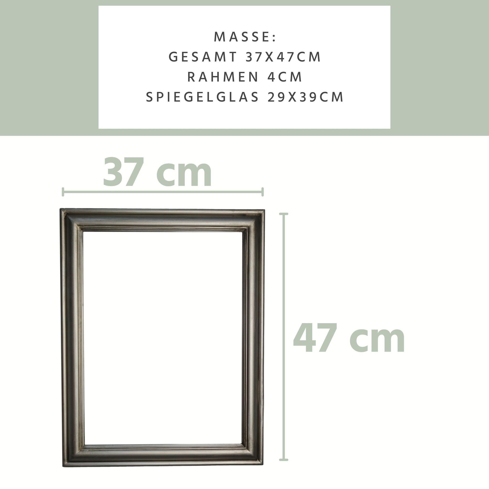 Spiegel silber schlicht Badspiegel Wandspiegel 37x47x3 Wandspiegel 37x47x3, Landhausstil silber Silber Wandspiegel: | elbmöbel cm