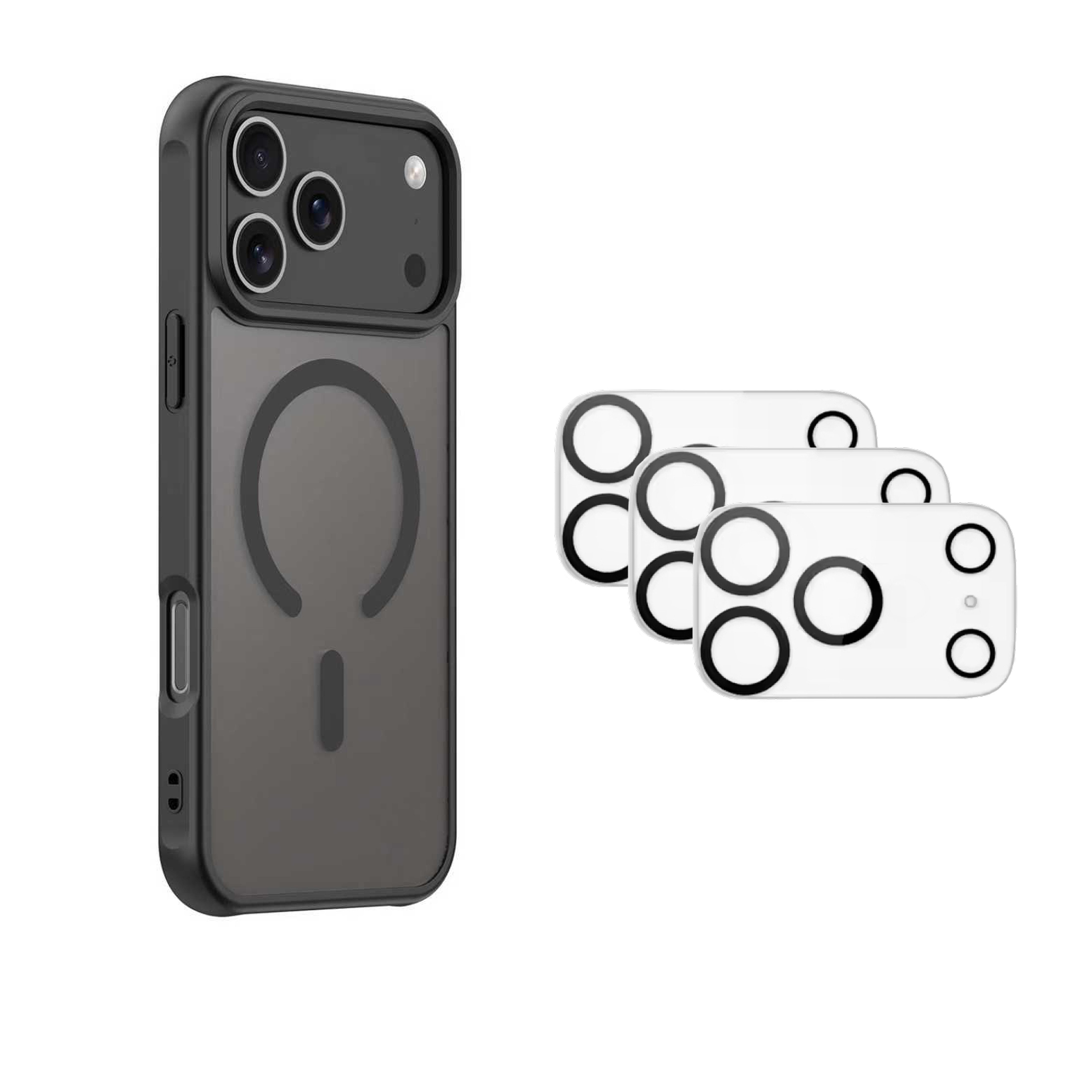 Futurea Handyhülle iPhone 17 Schutzhülle Case Schwarz MagSafe Frosted Black, mit 3x Kameraschutzglas Panzerfolie 17, 17 Air, 17 Pro, 17 Pro Max