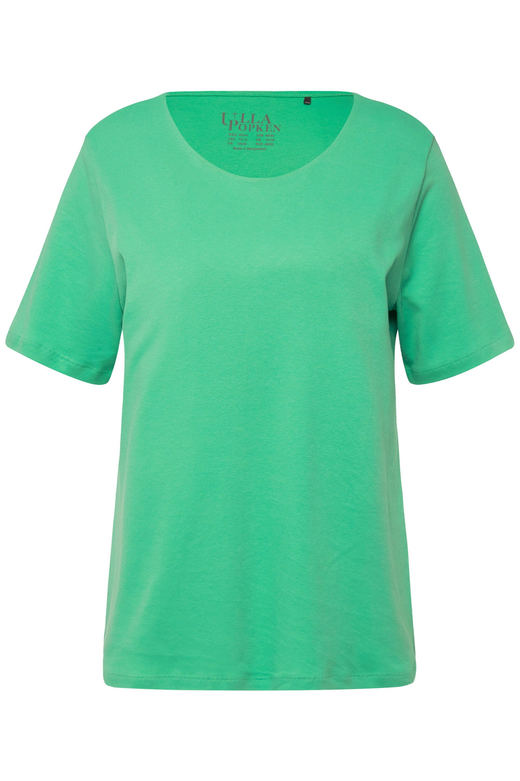 Ulla Popken T-Shirt Shirt doppellagige Vorderseite Slim Rundhals günstig online kaufen