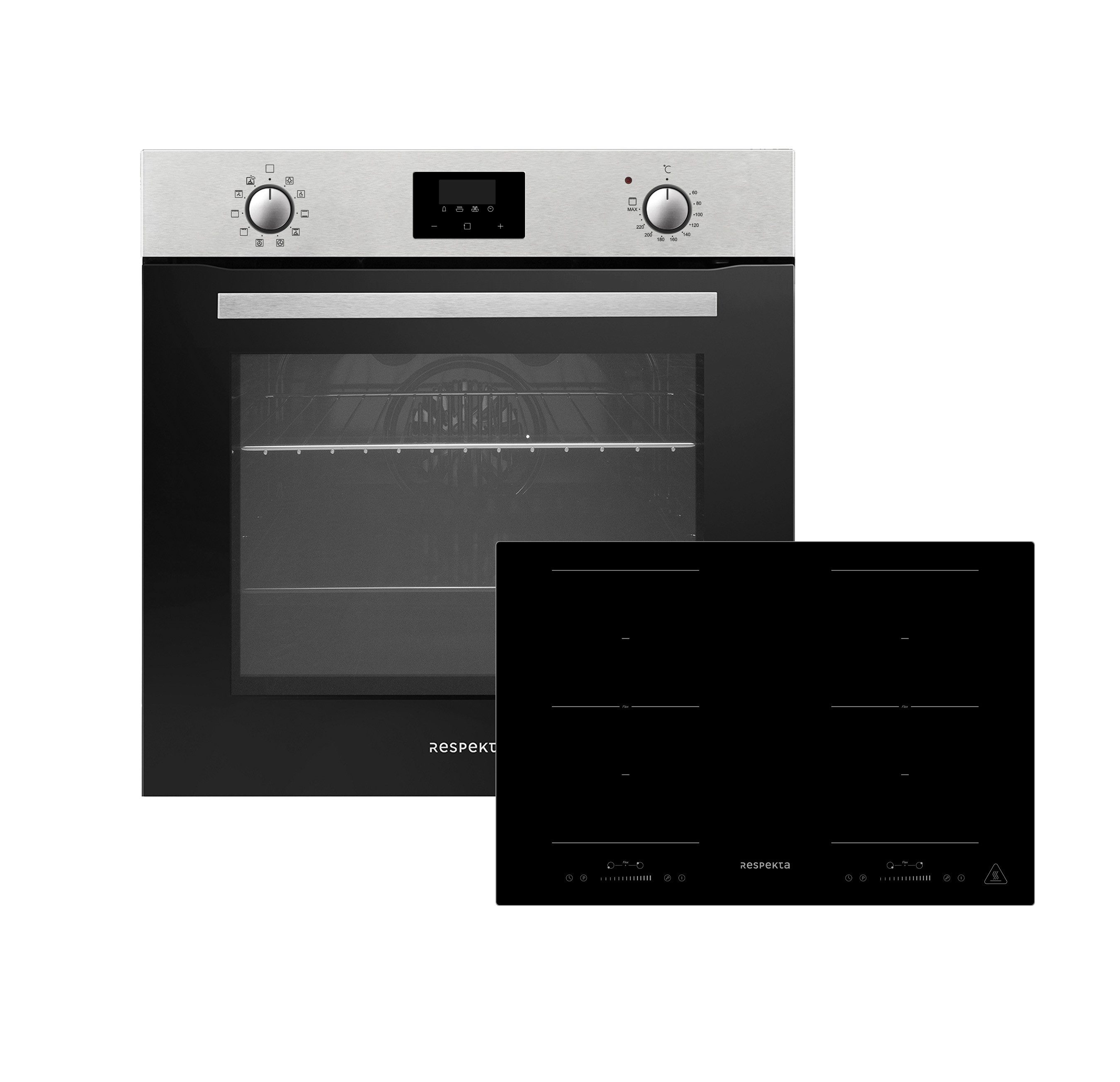 RESPEKTA Backofen-Set ASET1408800I Jim, mit 1-fach-Teleskopauszug, EEK: A; 72 Liter Garraum; 9 Leistungsstufen