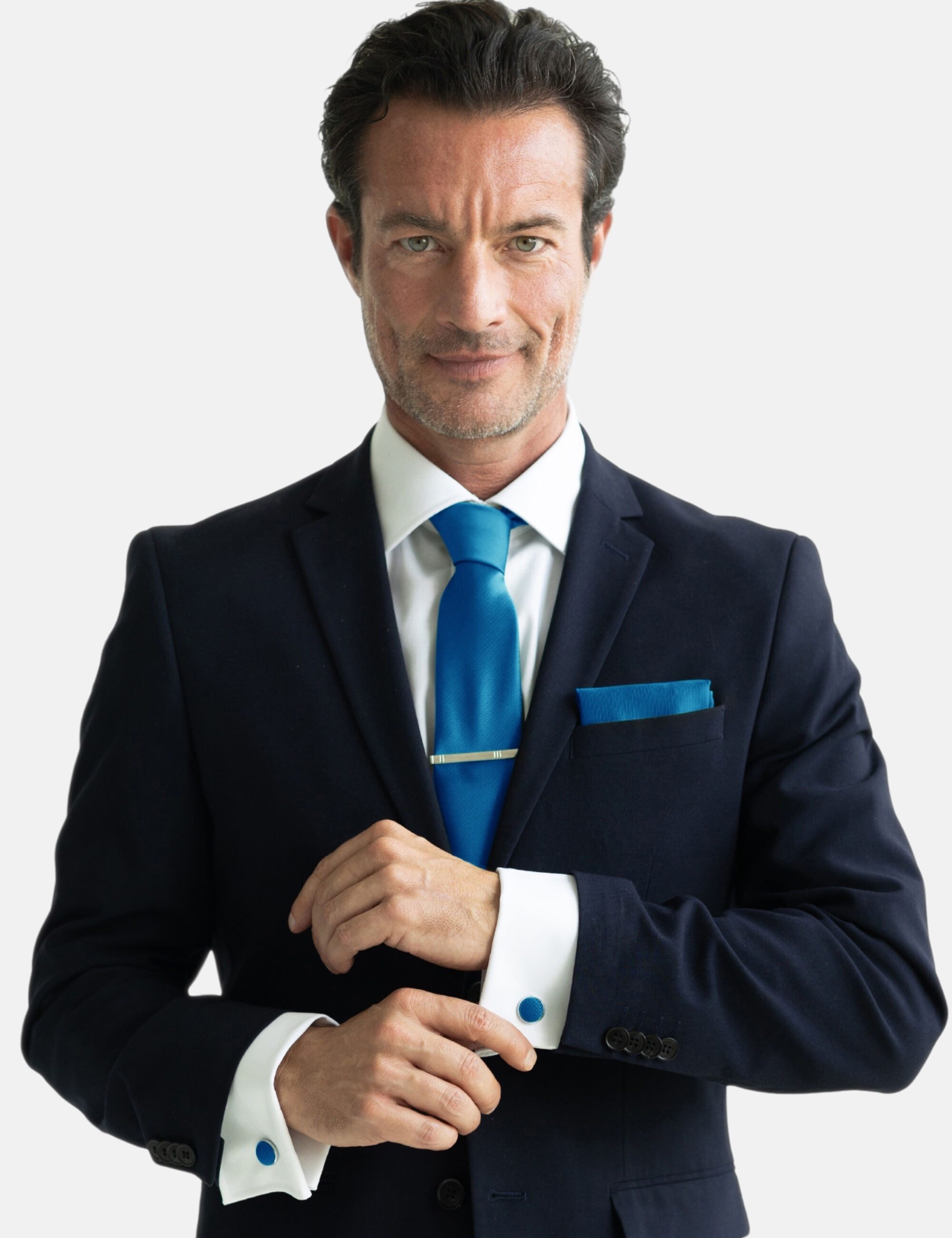 Massi Morino Krawatte (1-St) mit Einstecktuch, Manschettenknöpfen und Krawattenklammer