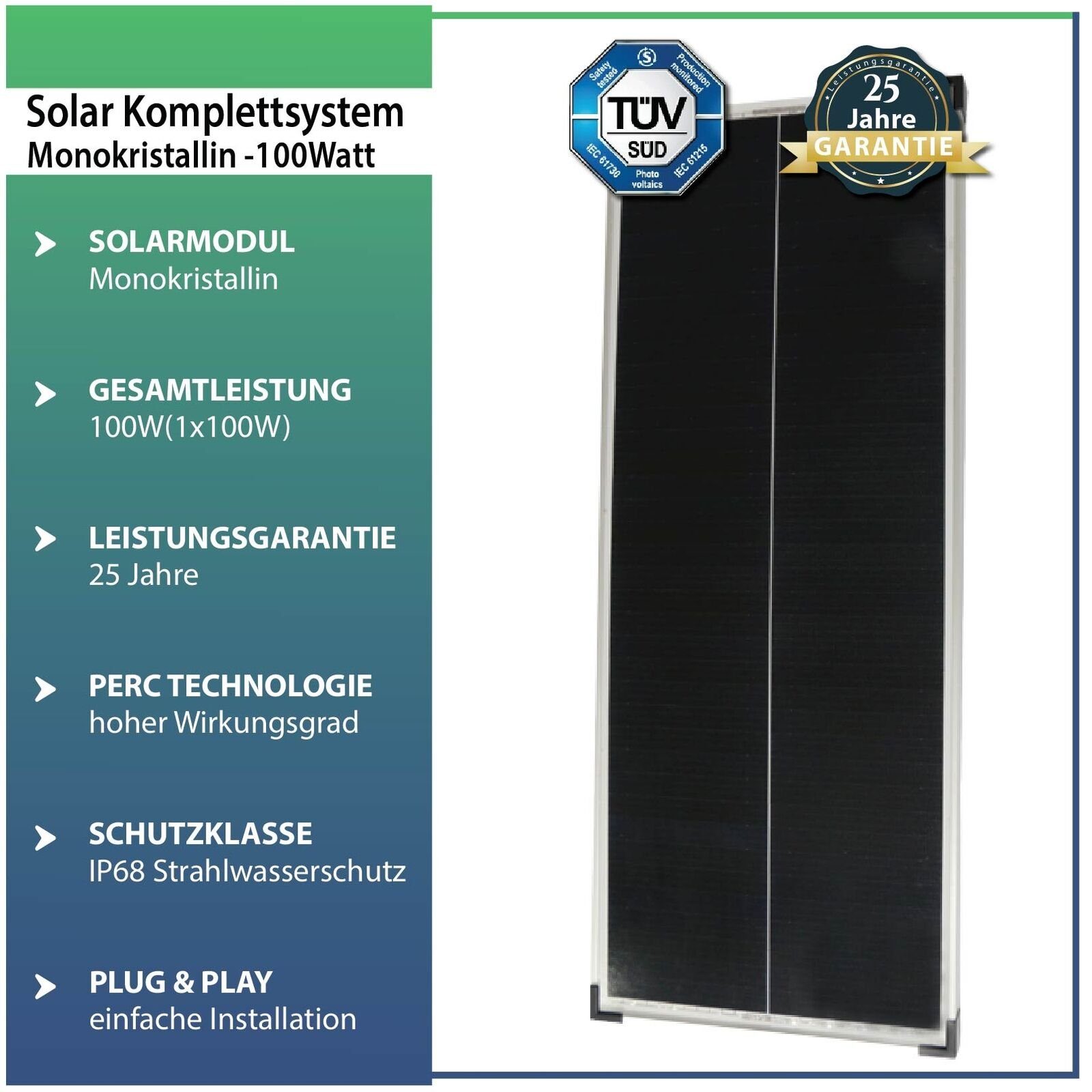 für Wohnwagen Komplettpaket Solaranlage & Campergold Wohnmobile-SF Solaranlage Camper, W 100
