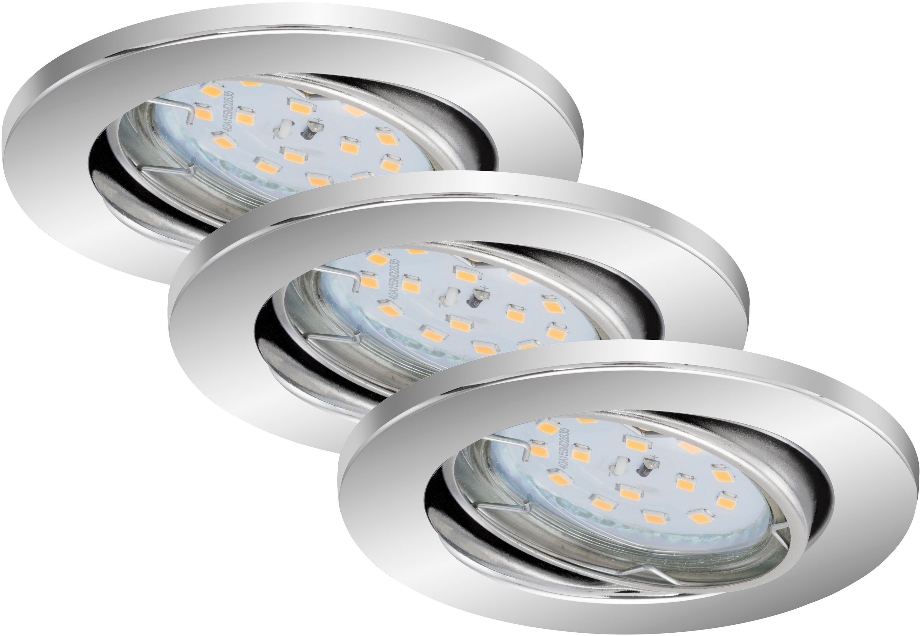 LED Leuchten Warmweiß, Einbauspot Einbauleuchte LED GU10, Briloner wechselbar, Einbaustrahler, chrom, 7219-038,