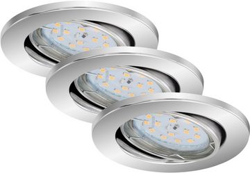 Briloner Leuchten LED Einbauleuchte 7219-038, LED wechselbar, Warmweiß, chrom, GU10, Einbaustrahler, Einbauspot