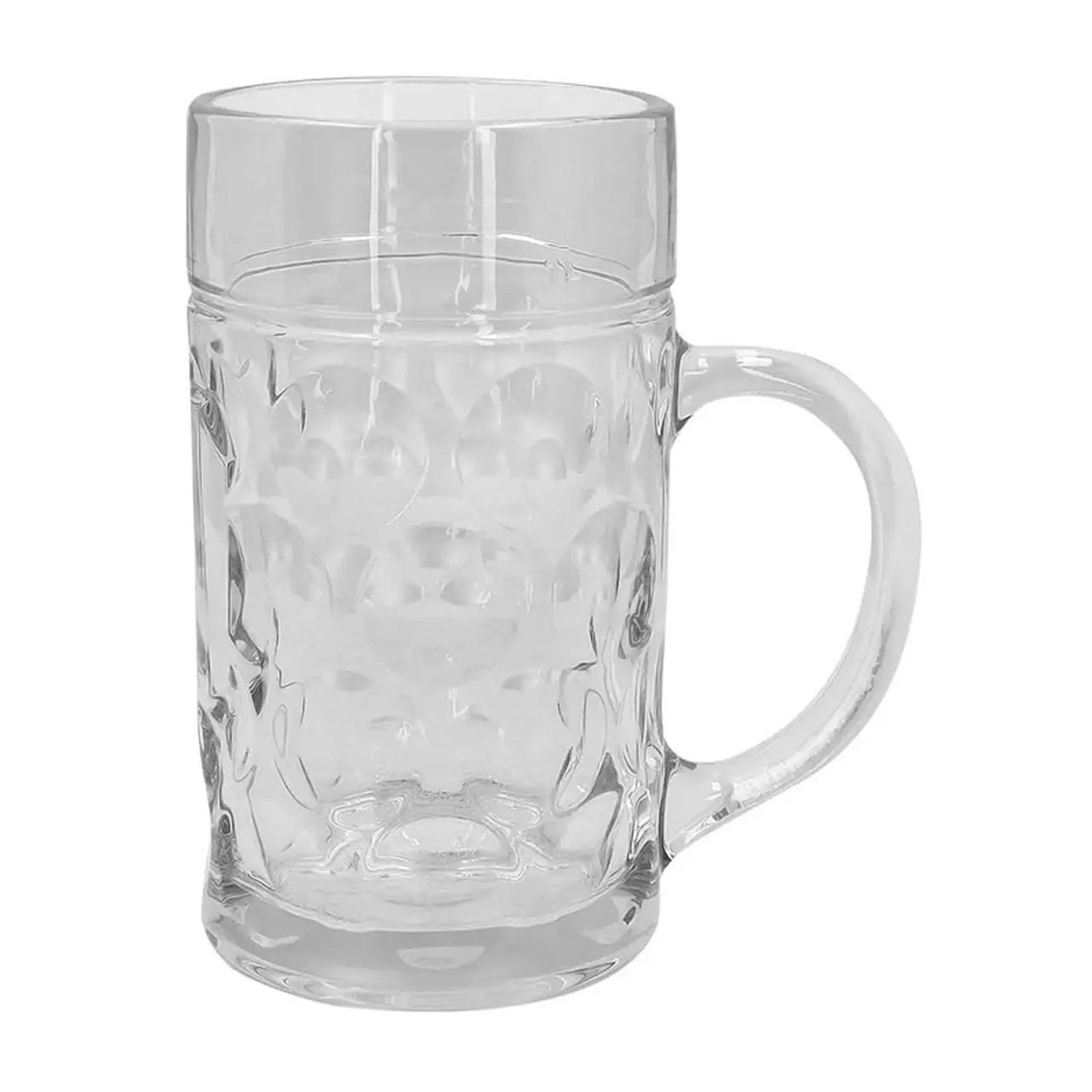 HAC24 Bierkrug Maßkrug Klassischer Bierkrug mit stabilem Henkel Bierglas, 1-tlg., Glas, 1 Liter, Aus robustem Glas