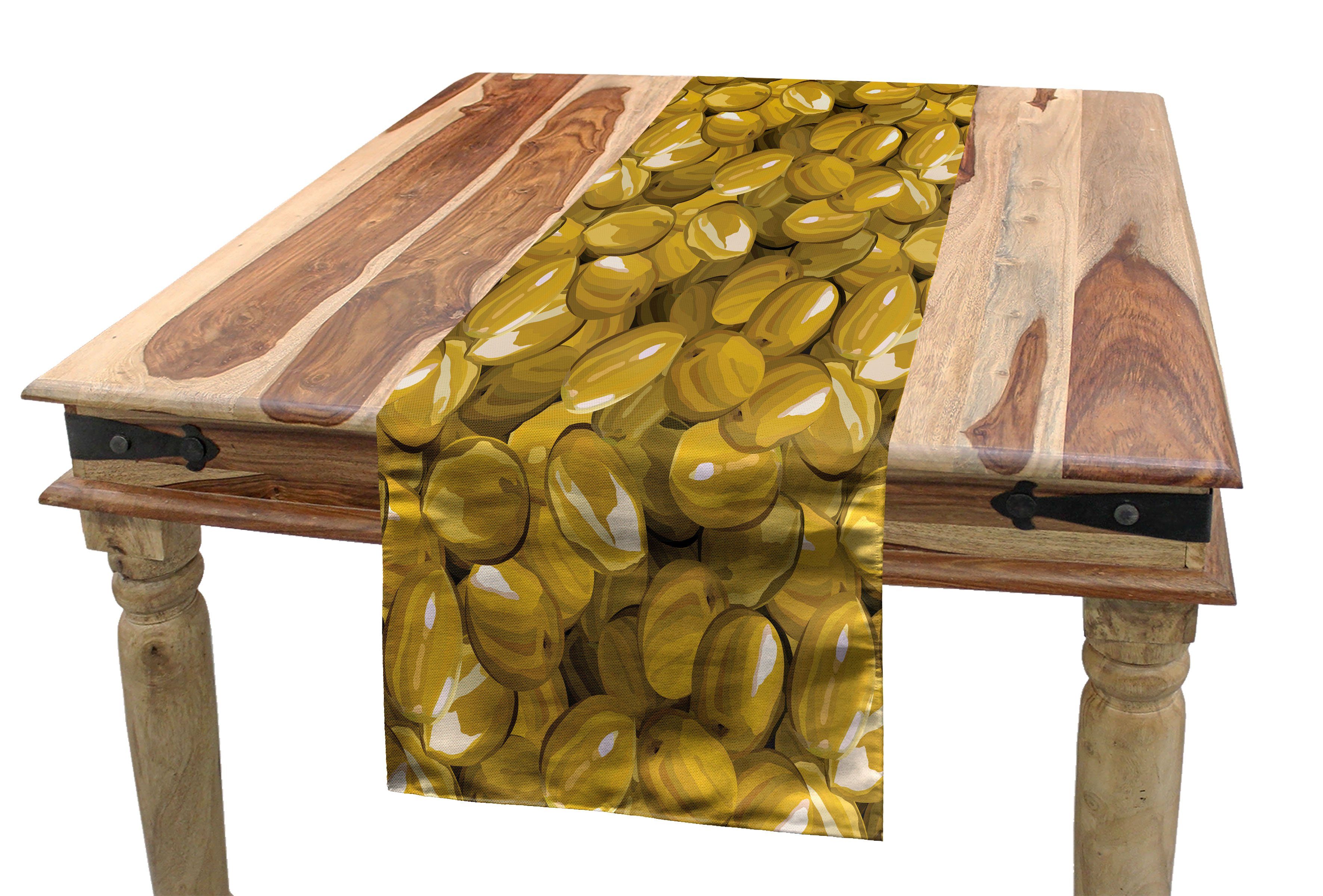 Abakuhaus Tischläufer Esszimmer Küche Rechteckiger Dekorativer Tischläufer, Olive Makro-Bild von gesunden | Tischläufer