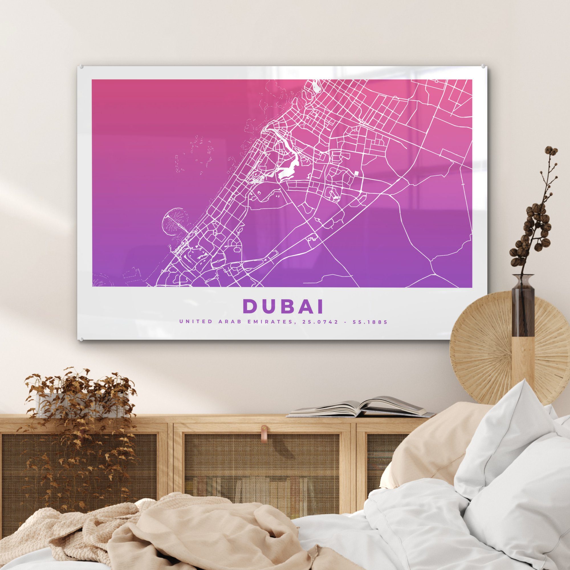 St), & Acrylglasbild Schlafzimmer Acrylglasbilder Karte, Dubai - MuchoWow (1 Wohnzimmer