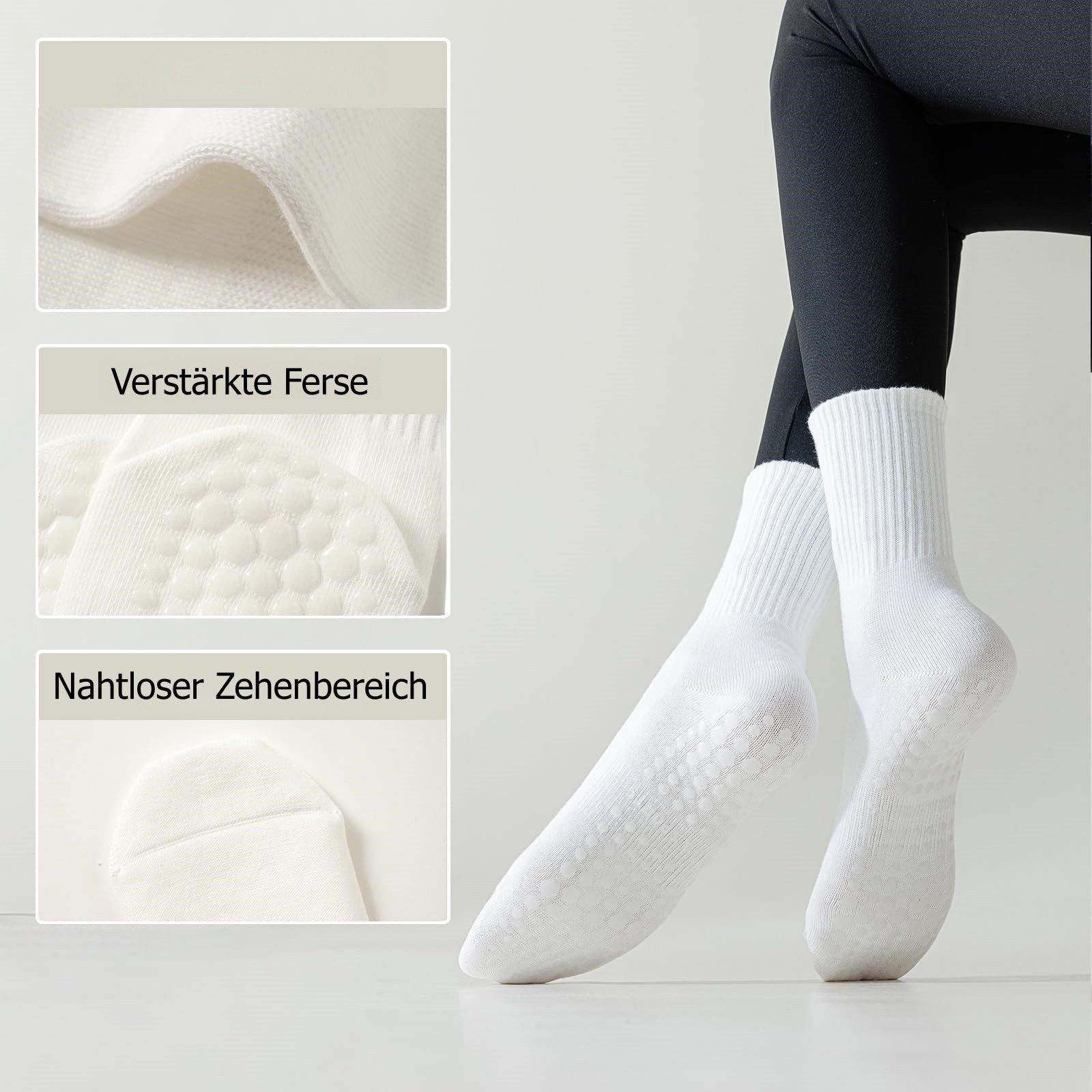 FOUORTUNATE-BEE Sportsocken 3 Paar Damen-Yoga-Socken mit rutschfester Sohle, Größe 36-40 Pilates- und Fitness-Socken für Damen, ideal als Geschenk