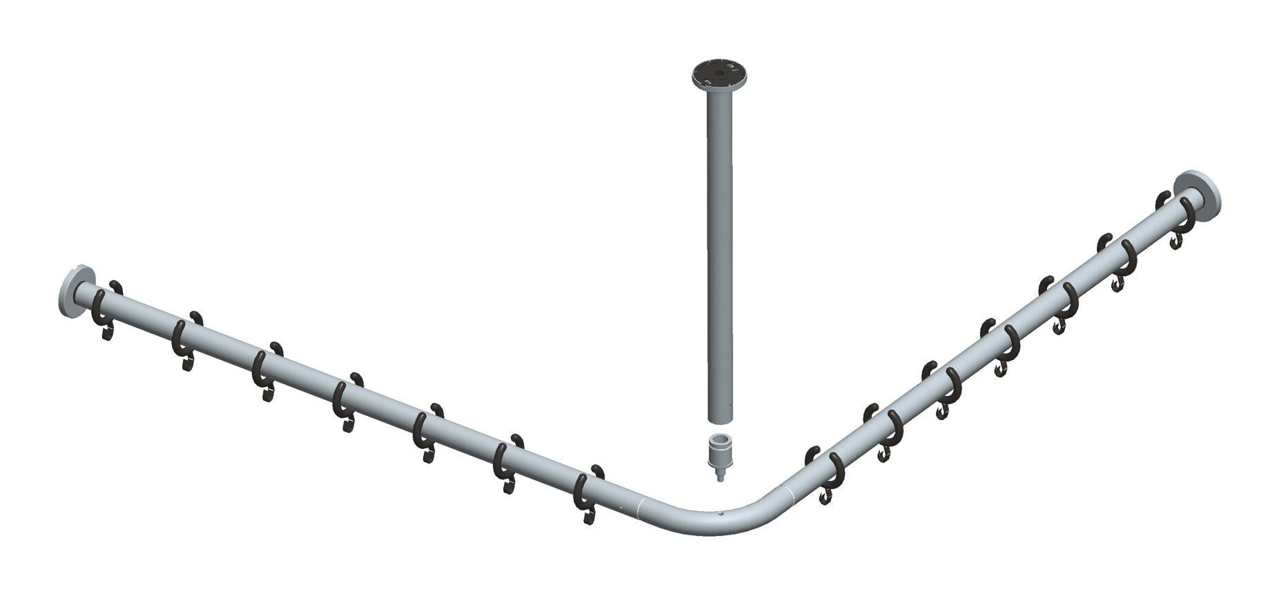 Keuco Duschvorhangstange Plan, Ø 25 mm, Metall, Brausevorhangstangen-Set für Dusche Winkelform 80 x 80 cm