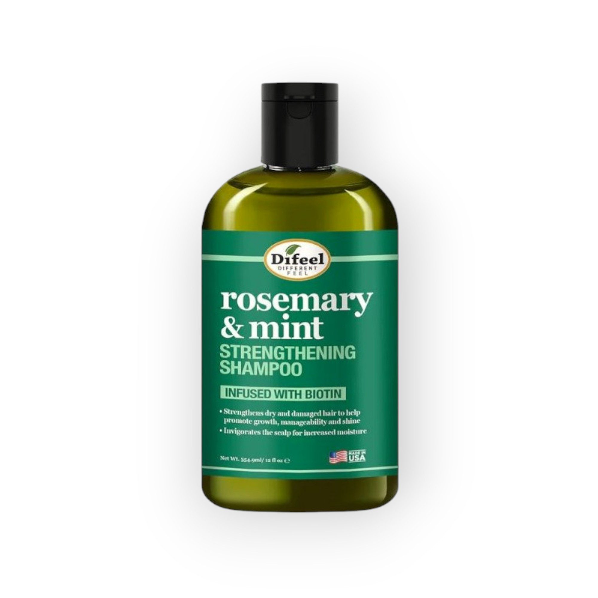 DIFEEL Haarshampoo Rosemary Mint Strengthening mit Biotin Rosmarinöl 354ml, Stärkendes Shampoo für trockenes und strapaziertes Haar, Mit Biotin