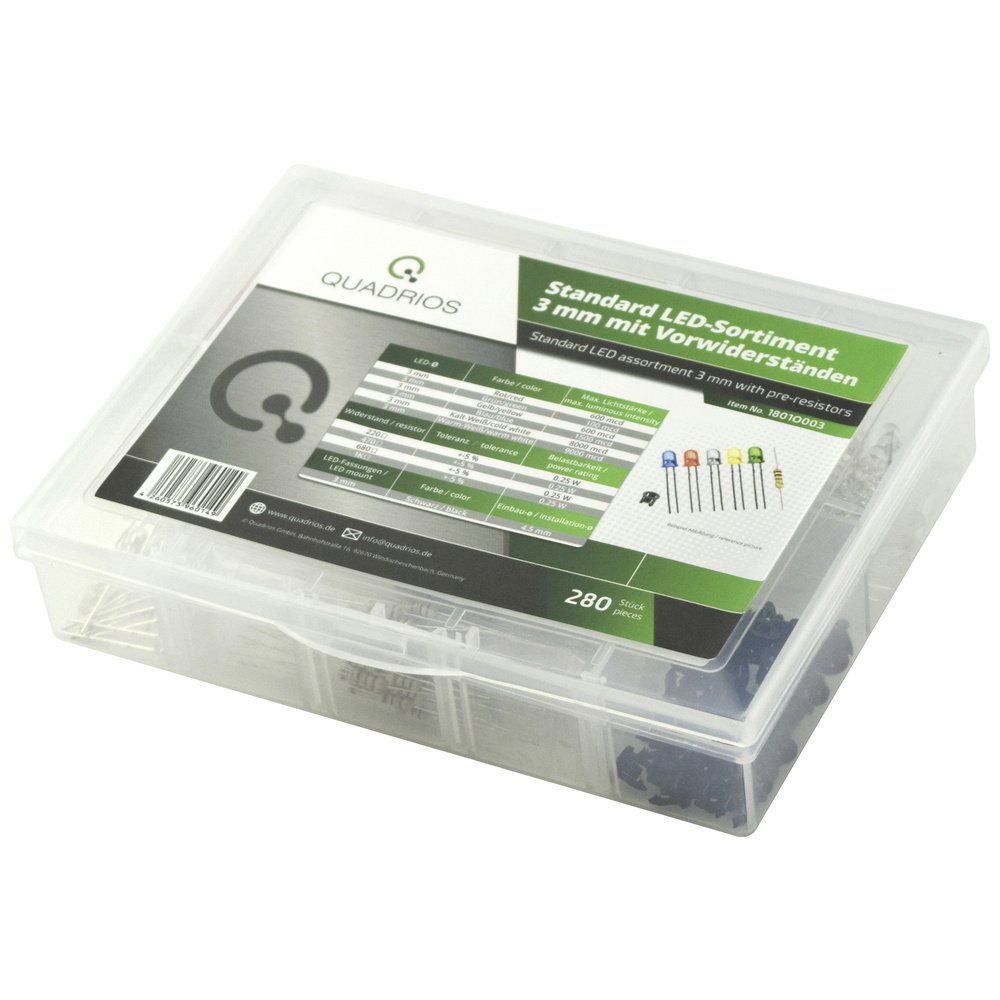 Quadrios LED-Leuchtmittel Quadrios LED-Sortiment Rot, Grün, Gelb, Blau, Kaltweiß, Warmweiß 3