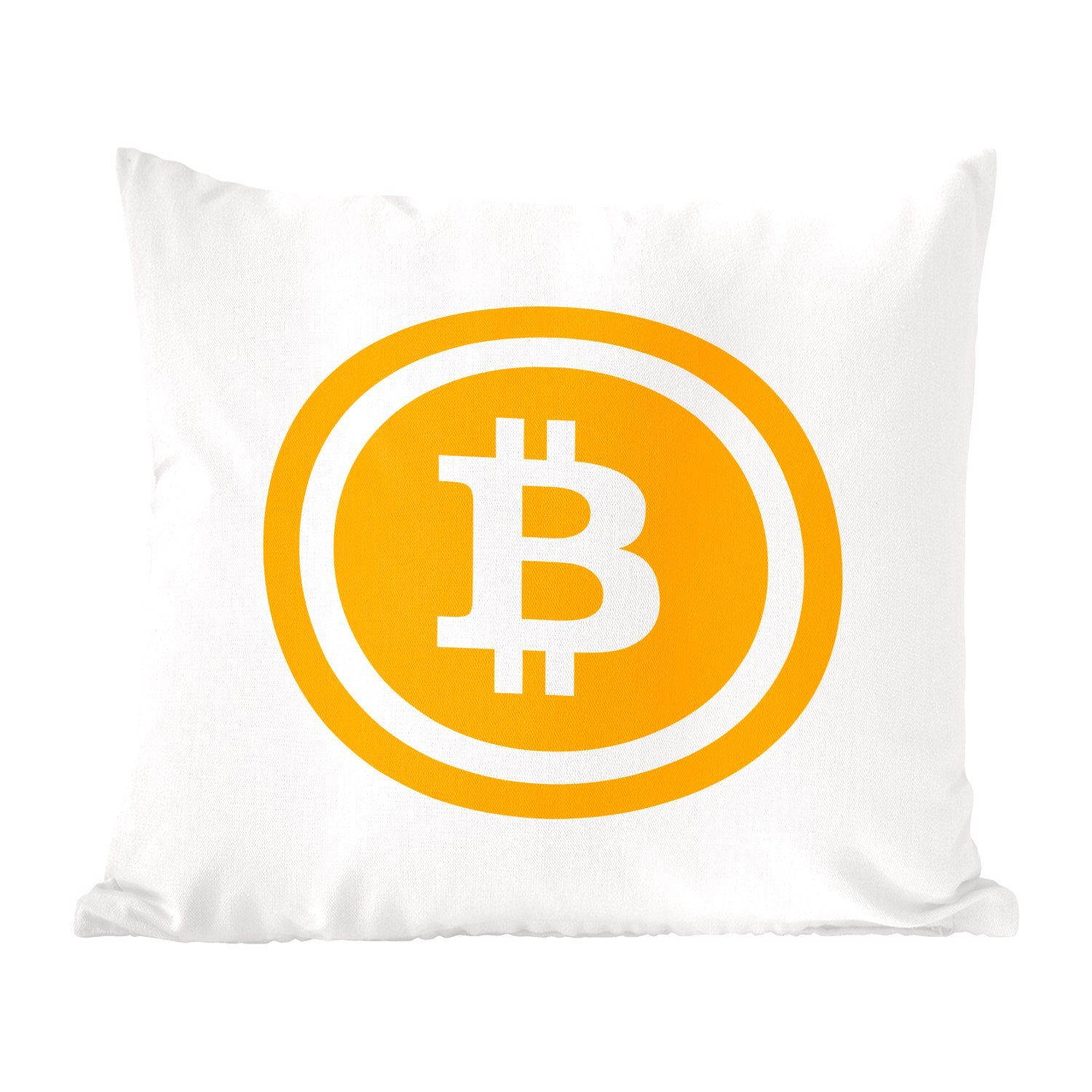 Sofakissen Zierkissen mit bitcoin Wohzimmer, Blockchain MuchoWow illustration, für Füllung Deko, Schlafzimmer, Dekokissen