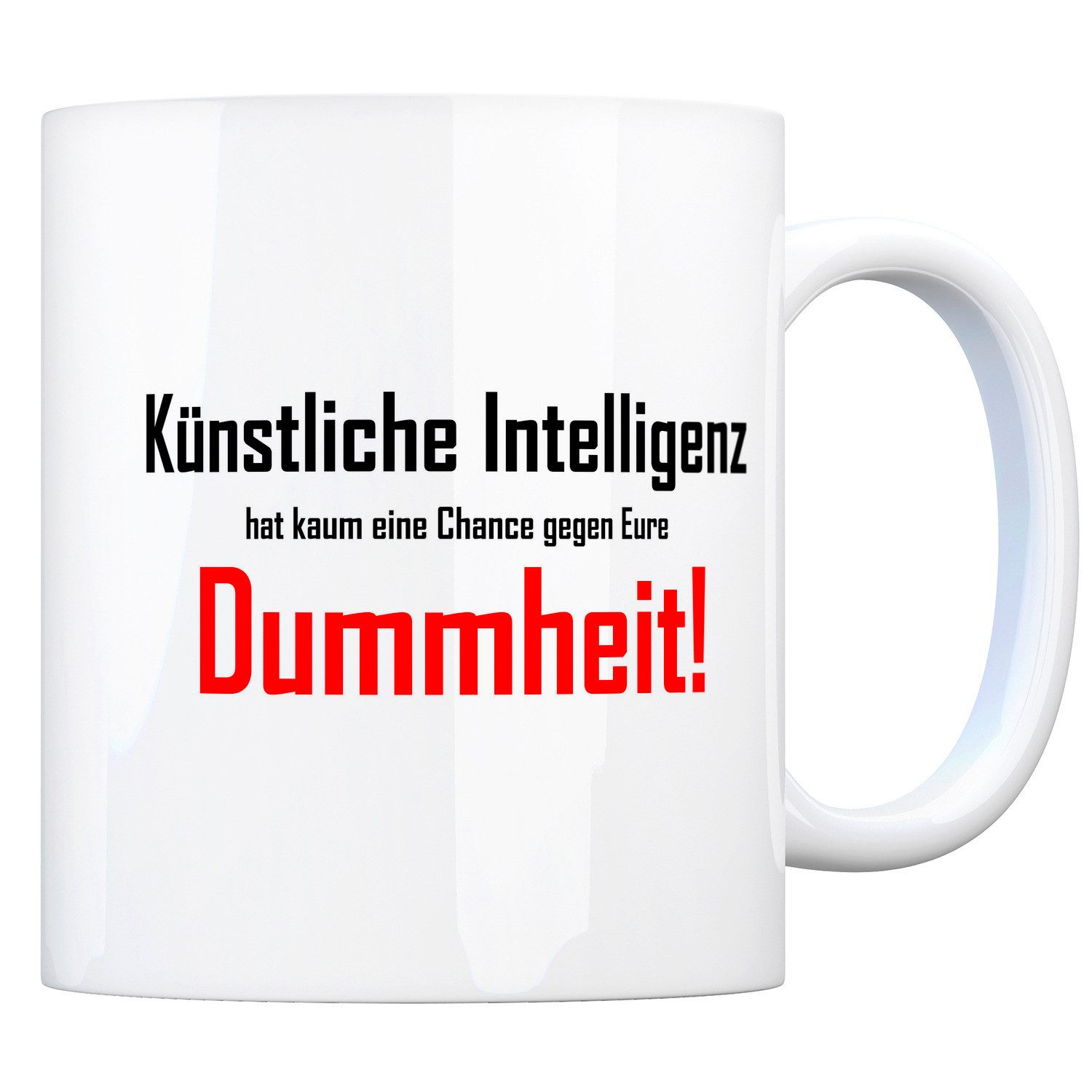 speecheese Tasse Kaffeebecher und Spruch: Künstliche Intelligenz ... Tasse Kaffeetasse