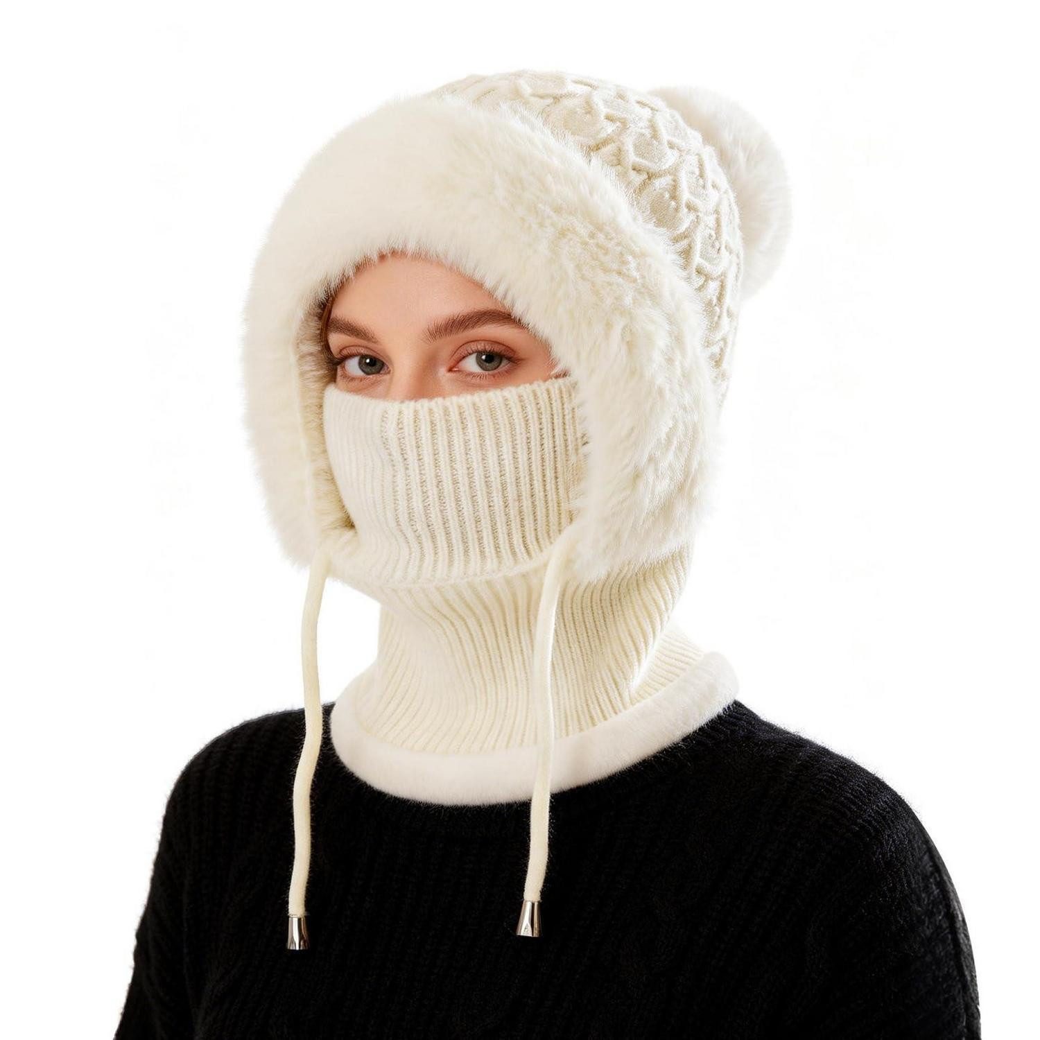 LuxusKollektion Sturmhaube Sturmhaube Balaclava Damen Thermofleece 3in1 Ski Weiß Einheitsgröße