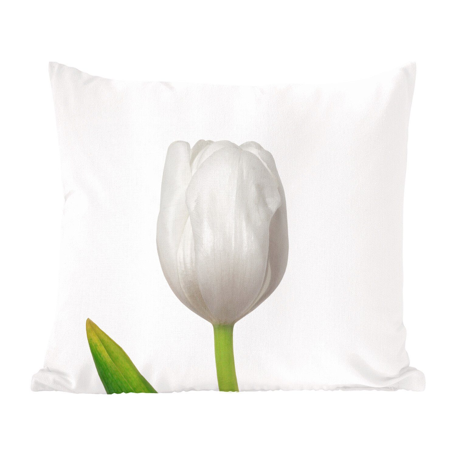 MuchoWow Dekokissen Nahaufnahme der Blätter einer weißen Tulpe, Zierkissen mit Füllung für Wohzimmer, Schlafzimmer, Deko, Sofakissen