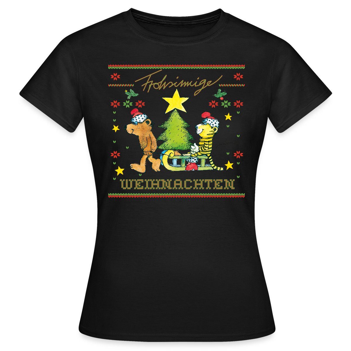 Spreadshirt T-Shirt Janosch Frohsinnige Weihnachten Ugly Christmas Frauen T günstig online kaufen